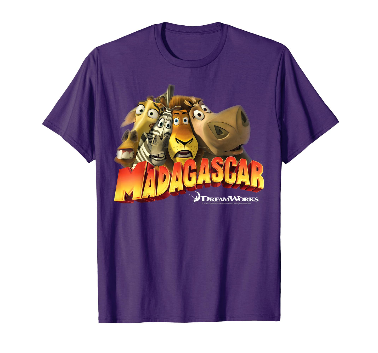 Madagascar Squished Group Shot Classic Movie Logo T-Shirt