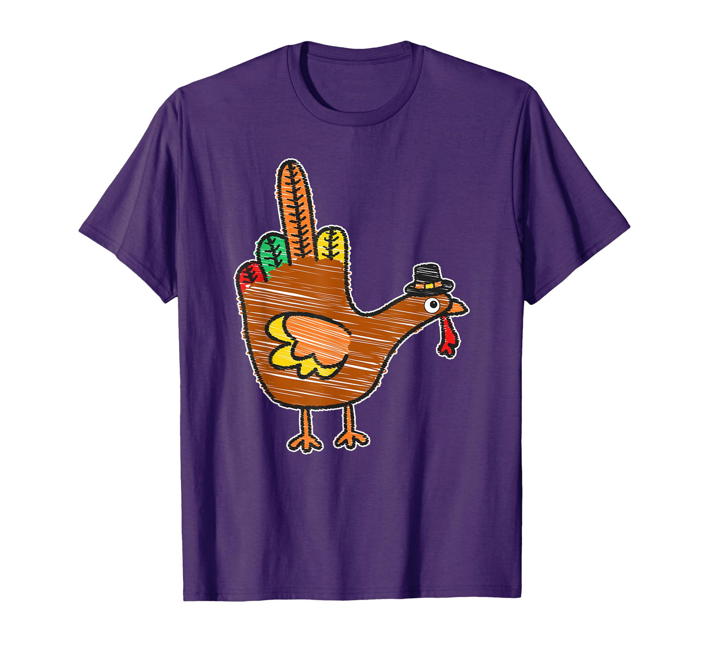 Flipping the Bird Thanksgiving Turkey Funny Drawing T-Shirt