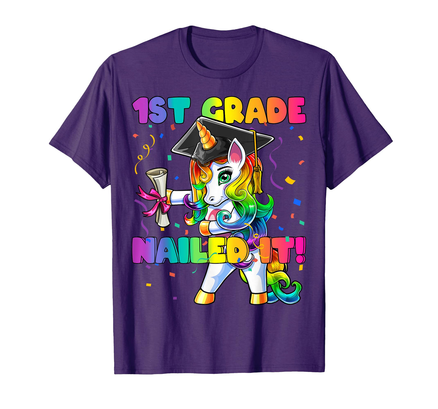 Flossing Unicorn 1st Grade Graduation Cap Diploma Gift Girls T-Shirt