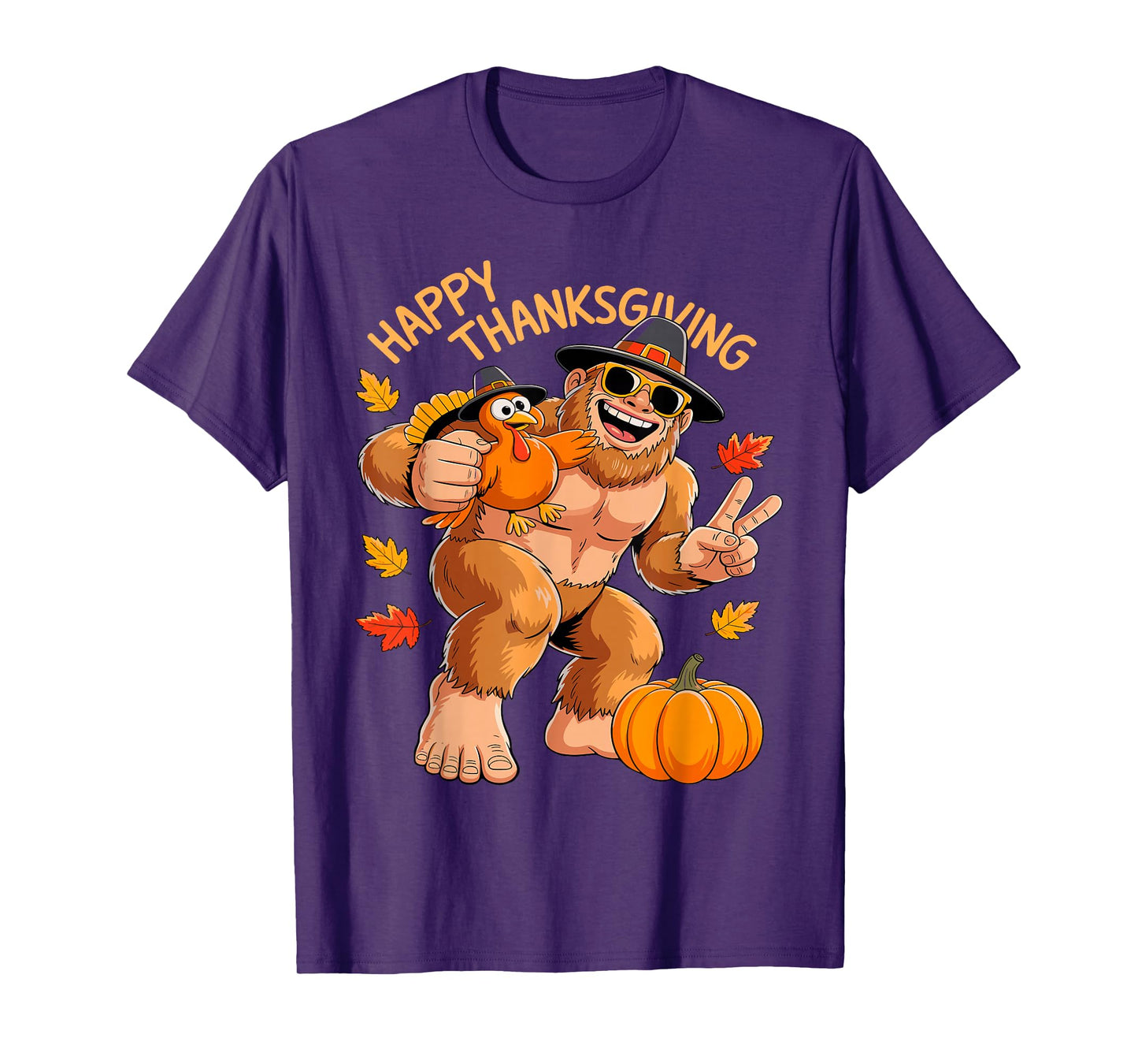 Bigfoot Turkey Thanksgiving Toddler Boys Kids Men Sasquatch T-Shirt