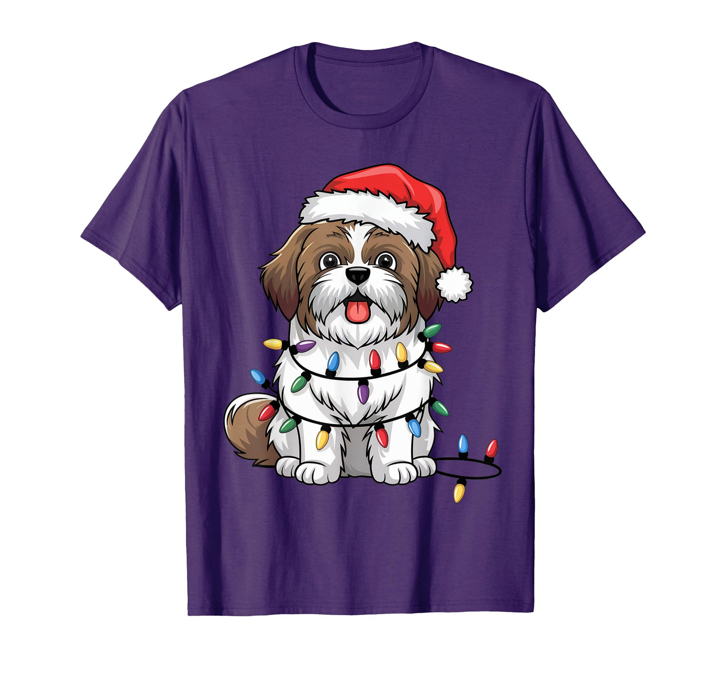 Shih Tzu Christmas Lights Xmas Dogs Gifts for Men Women T-Shirt