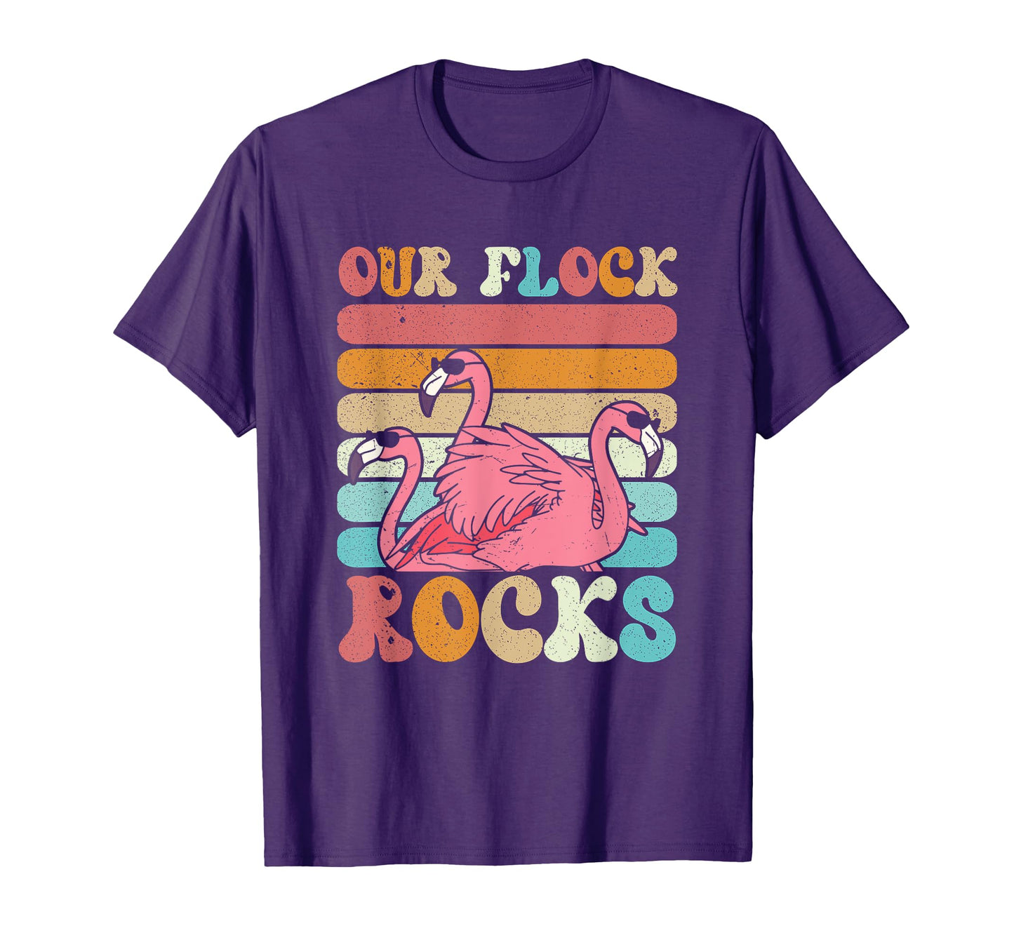 Our Flock Rocks Flamingo Matching Family Vacation T-Shirt