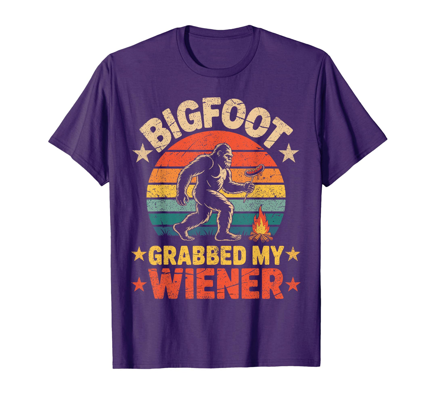 Bigfoot Grabbed My Wiener, Funny retro bigfoot T-Shirt