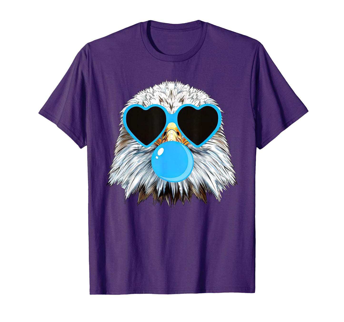 Cute Eagle Blowing Bubblegum Wearing Heart Glasses Costume T-Shirt