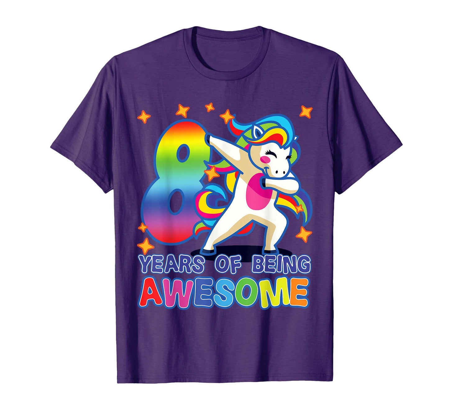 8th Birthday For Girls Unicorn 8 Years Of Being Awesome T-Shirt