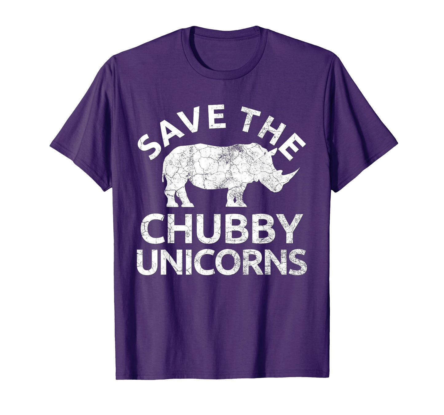 SAVE THE CHUBBY UNICORNS Shirt Rhino Distressed Top T-Shirt - Women's, Black, Small