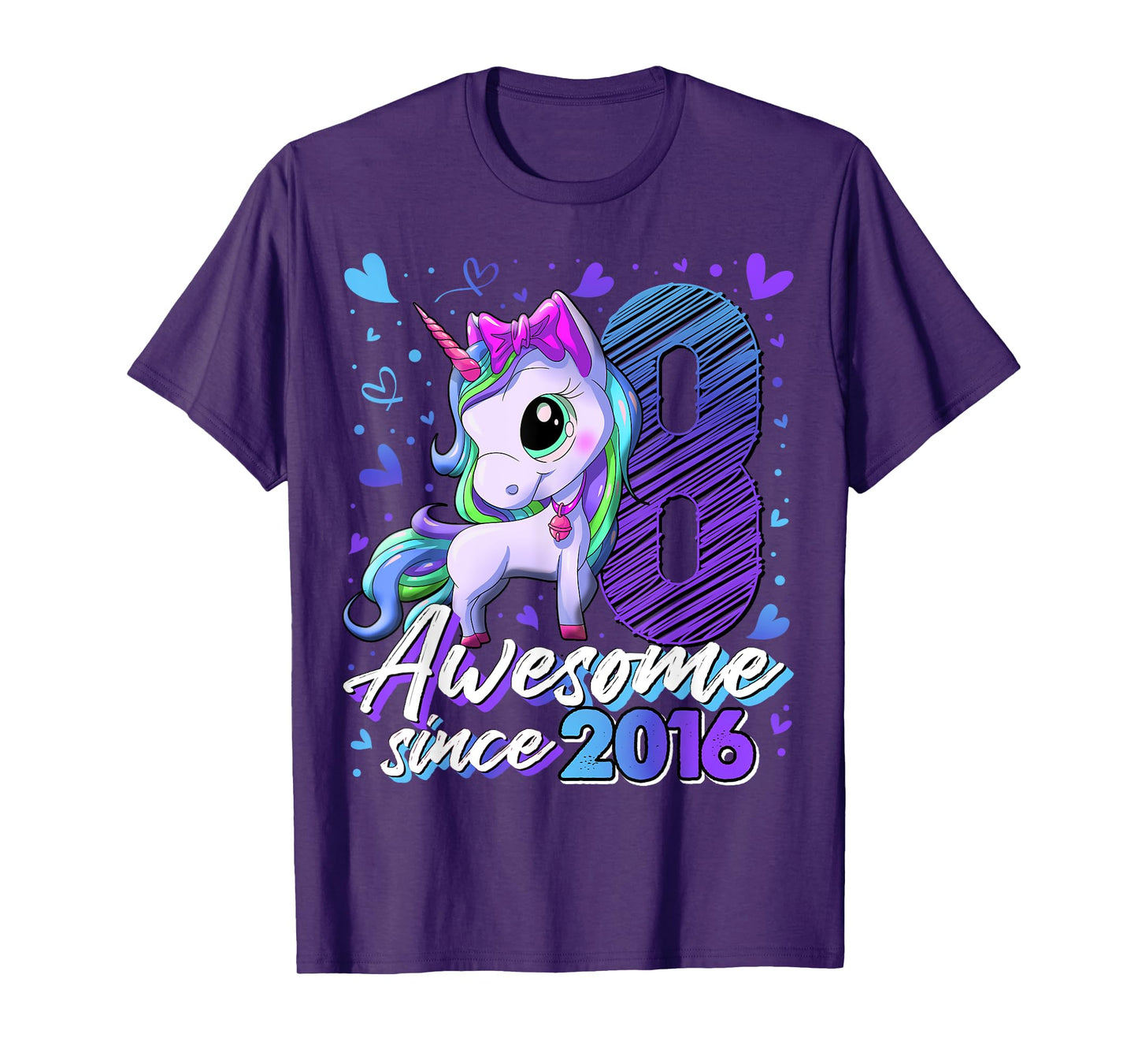 8 Years Old Flossing Unicorn Gifts 8th Birthday Girl Party T-Shirt