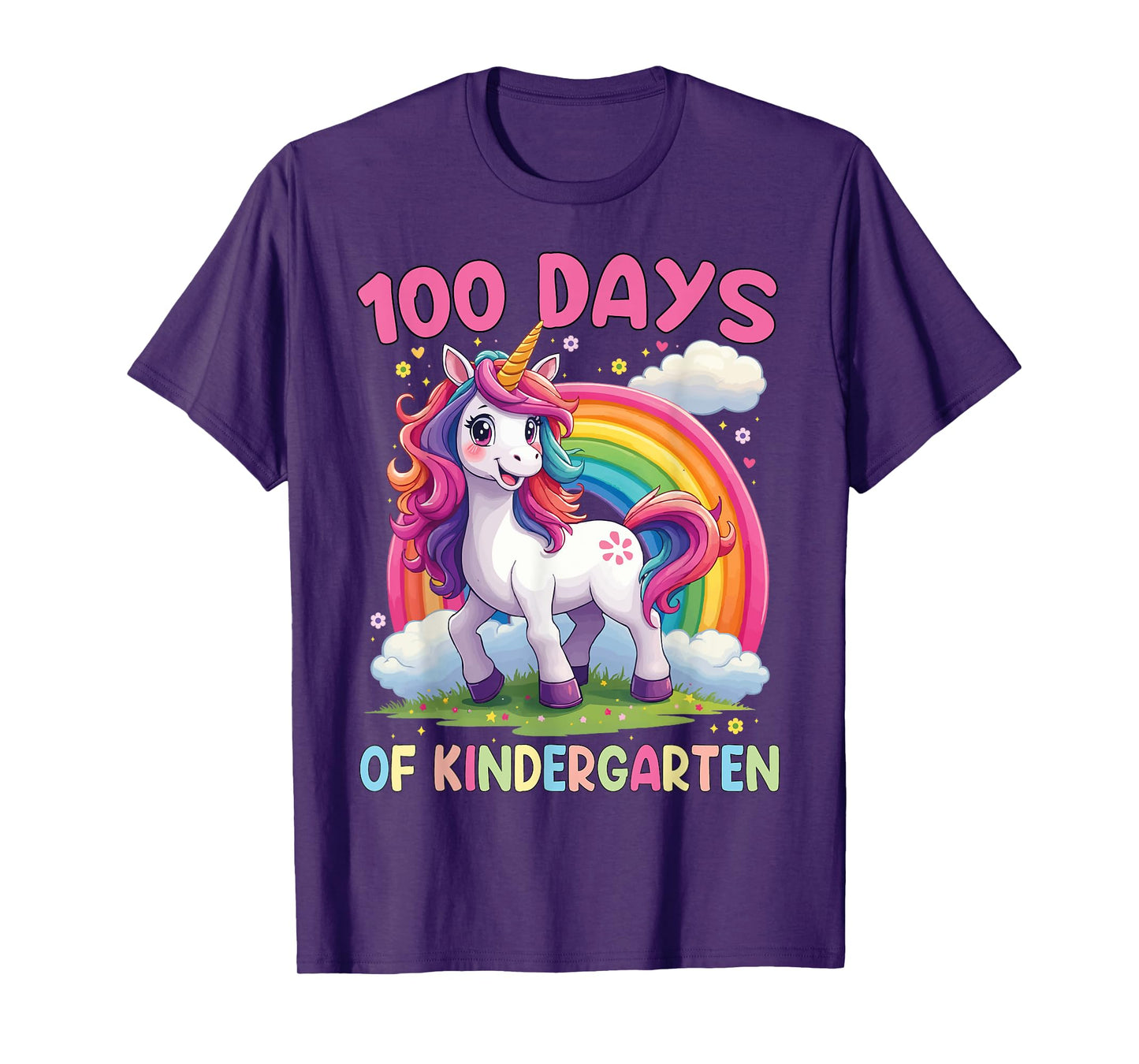 I Survived 100 Days Of Kindergarten 100th Day Unicorn Girls T-Shirt