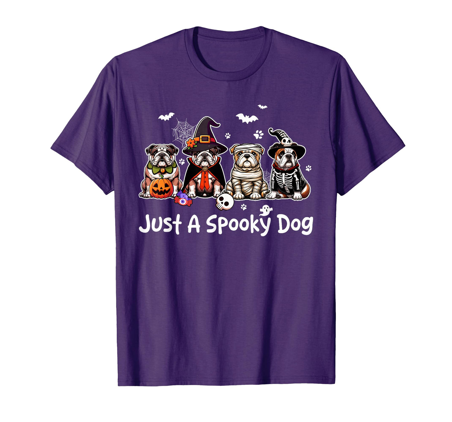 Just A Spooky Halloween Dog Group Bulldogs As Witch Mummy T-Shirt