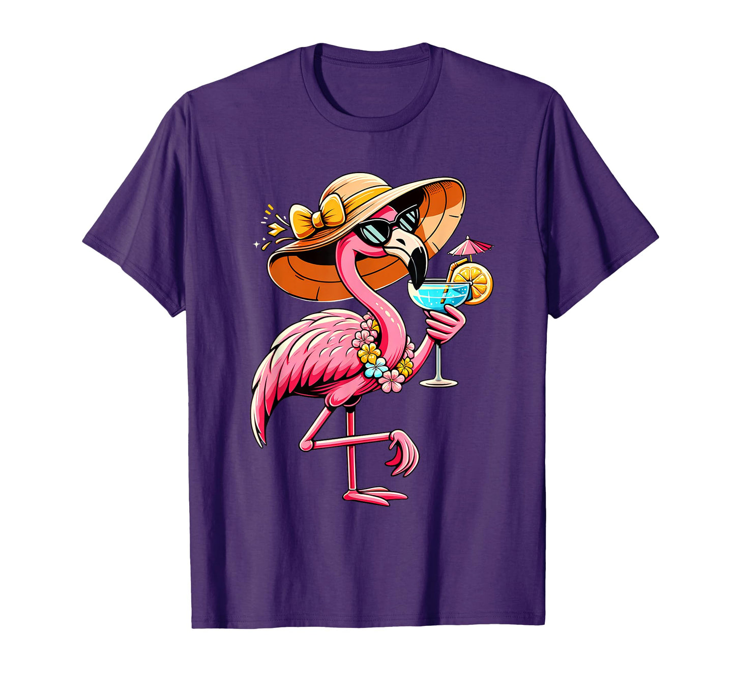 Funny Flamingo Hawaiian Summer Tropical Luau Women Girls Kid T-Shirt