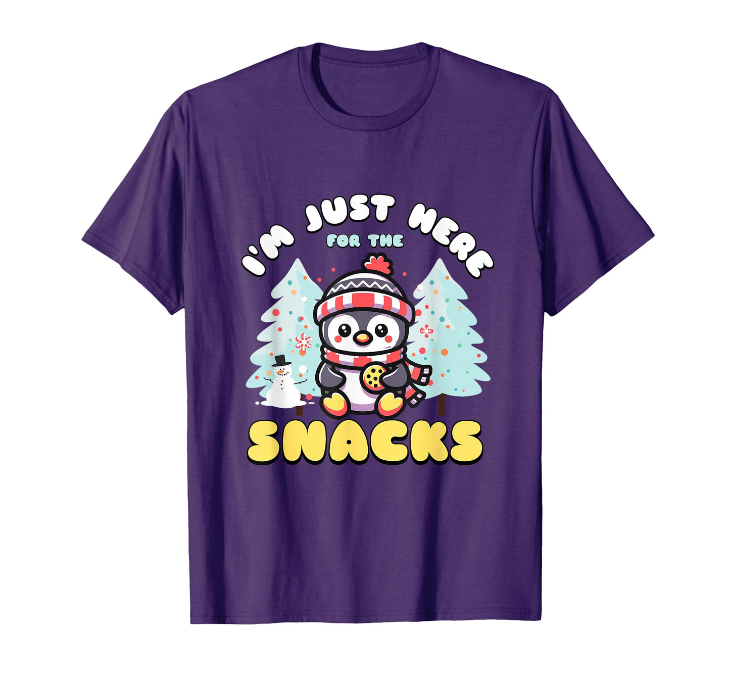 I'm Just Here For The Snacks Christmas Penguin Cookie Lover T-Shirt