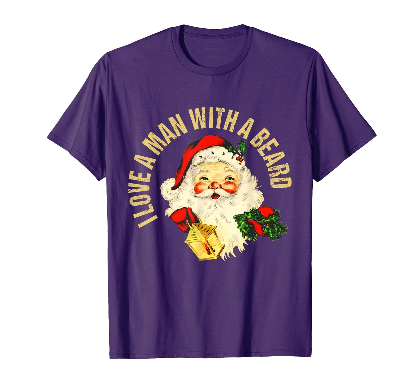 Funny Christmas Santa Beard I Love A Man With a Beard Xmas T-Shirt