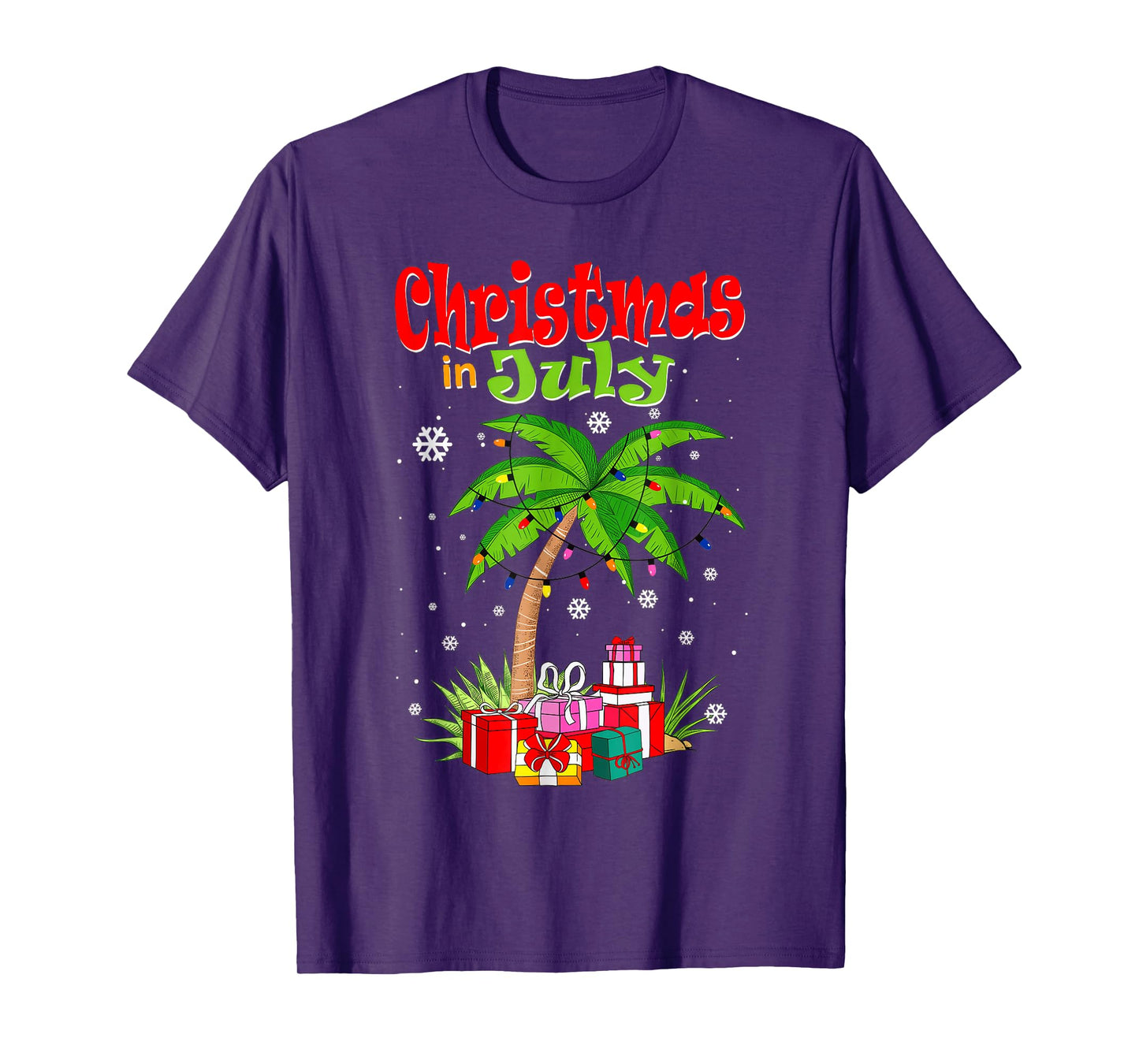 Christmas in July Palm Tree Xmas Tree Beach Summer Vacation T-Shirt