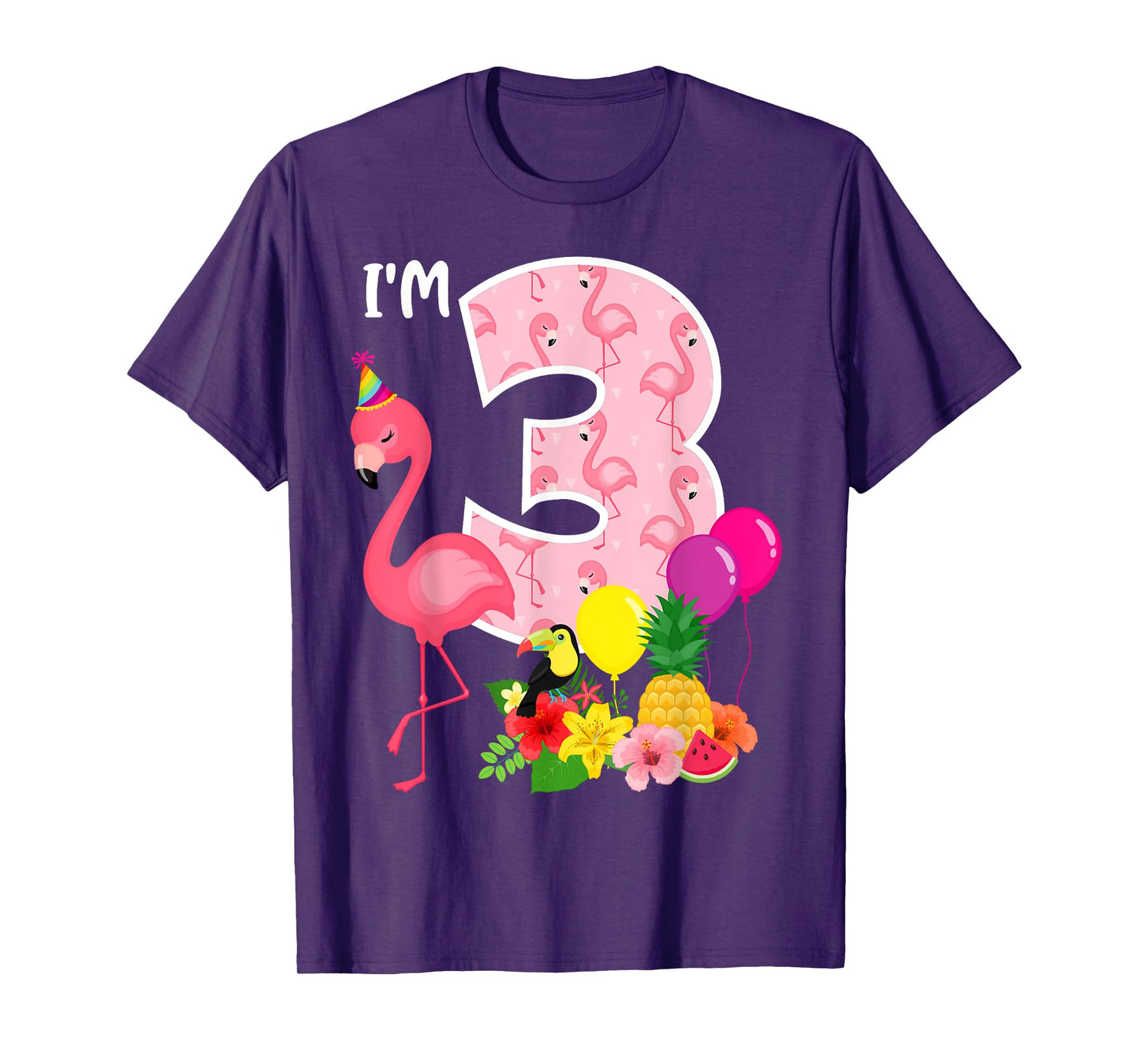 Flamingo Birthday I'm 3 Tropical Flamingo Theme 3rd Birthday T-Shirt