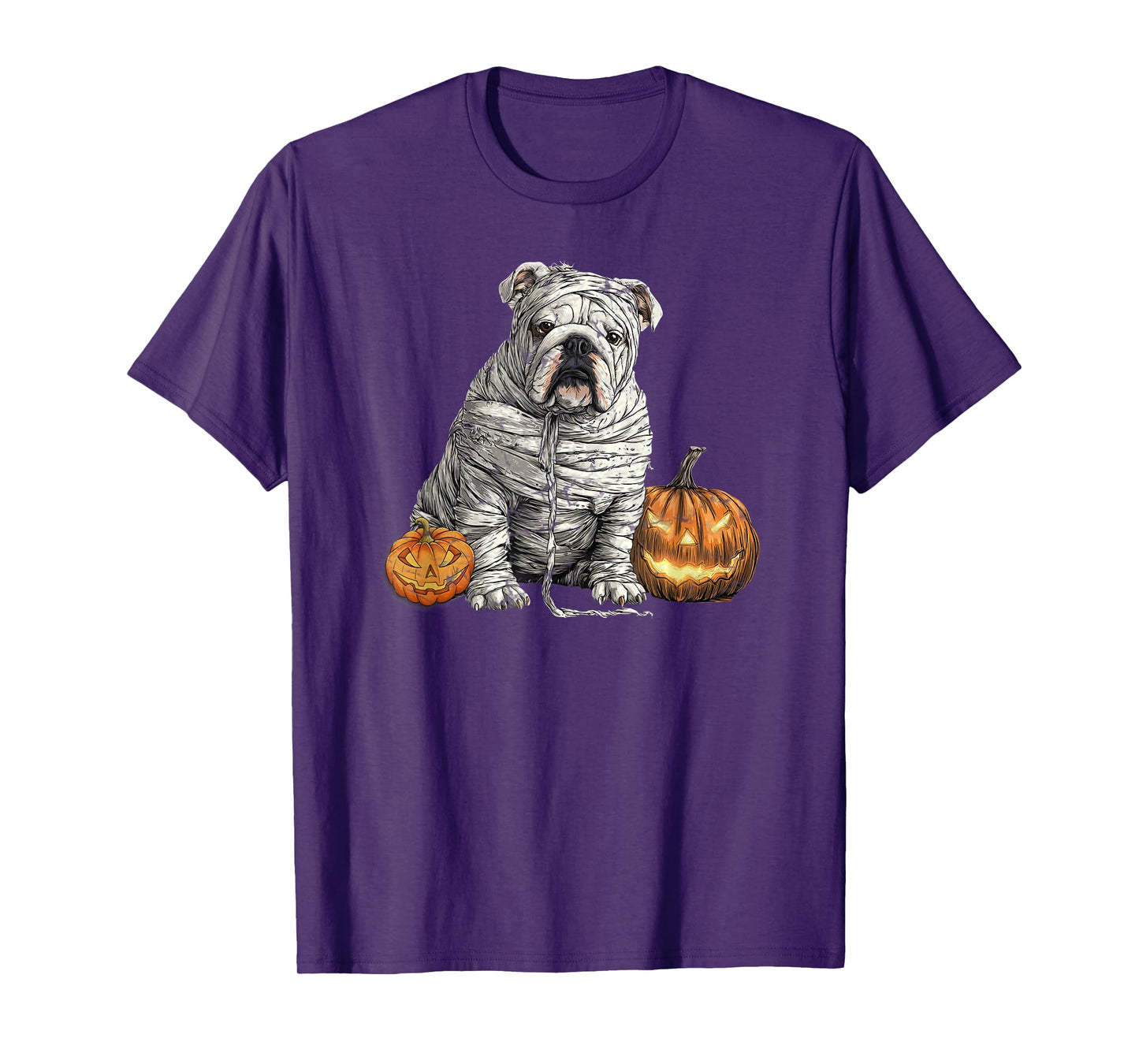 English Bulldog Dog Mummy Happy Halloween Men Women T-Shirt