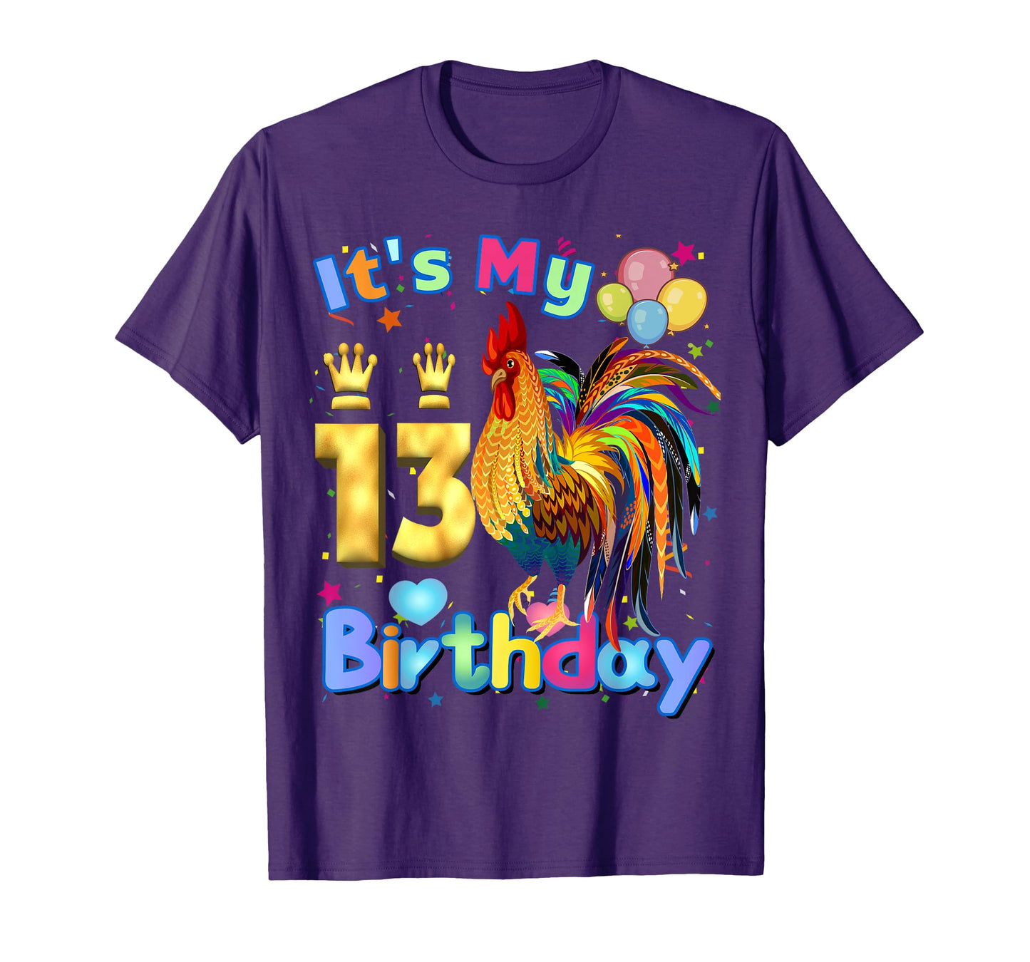 Chicken Its My 13th Birthday Chicken Birthday Party Balloon T-Shirt