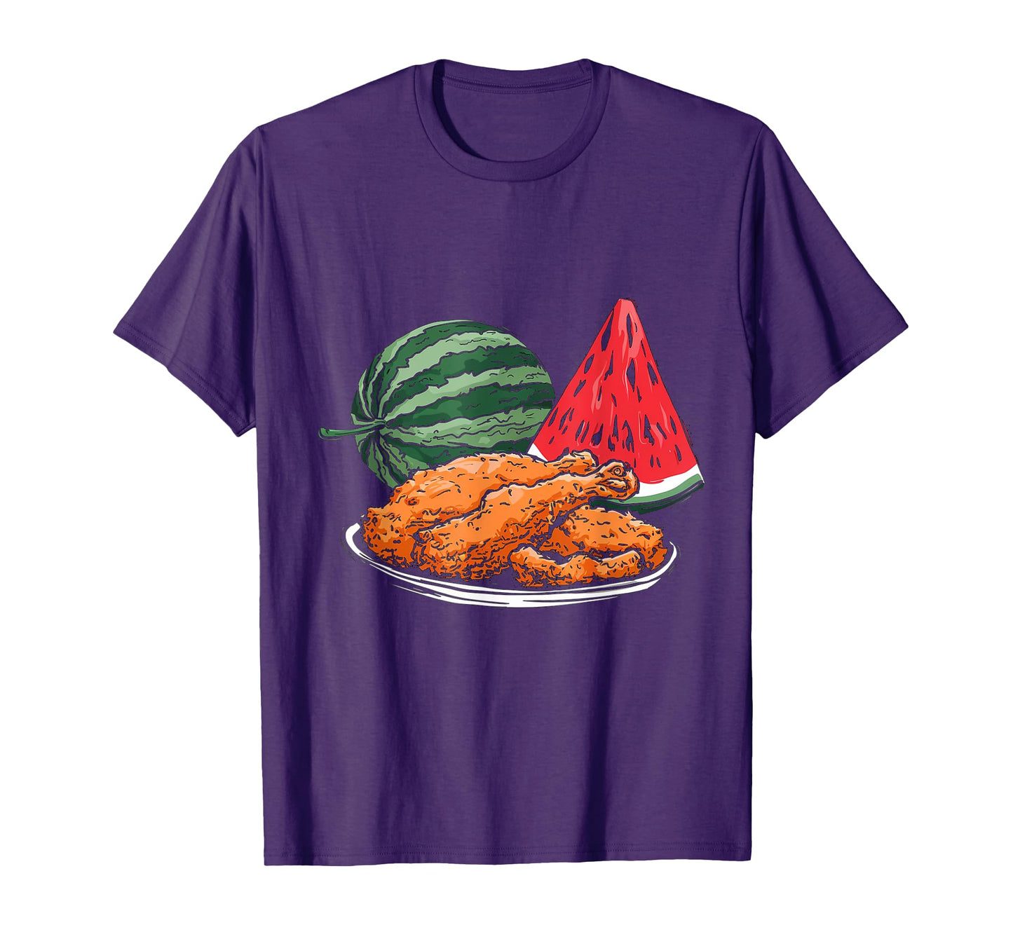 Fried Chicken And Watermelon Fruit Summer Men Women Girls T-Shirt