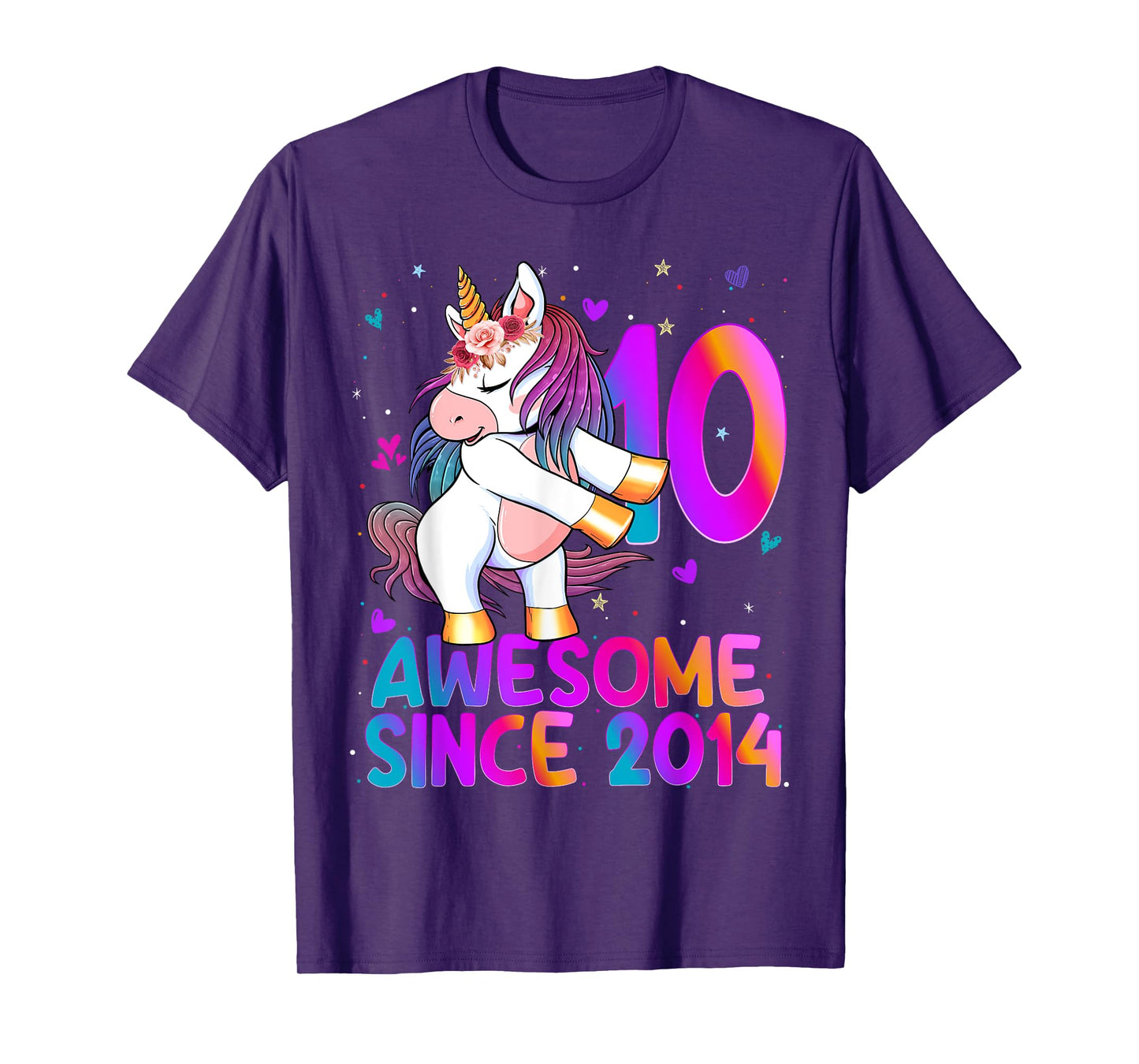 Double Digits Unicorn 10 Year Old 10th Birthday Girl Unicorn T-Shirt