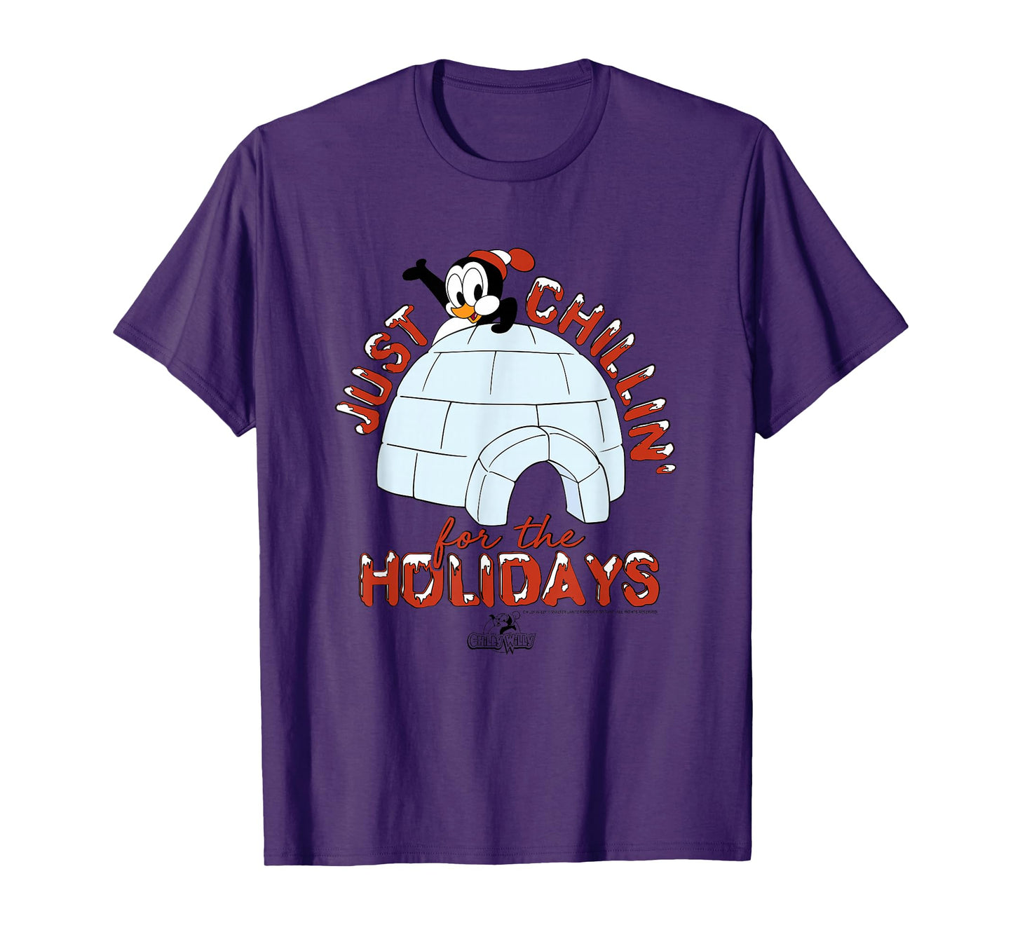 Chilly Willy T-Shirt - Unisex, Blue, Short Sleeve, Size Small, Casual, Cartoon Graphic, Holiday Theme
