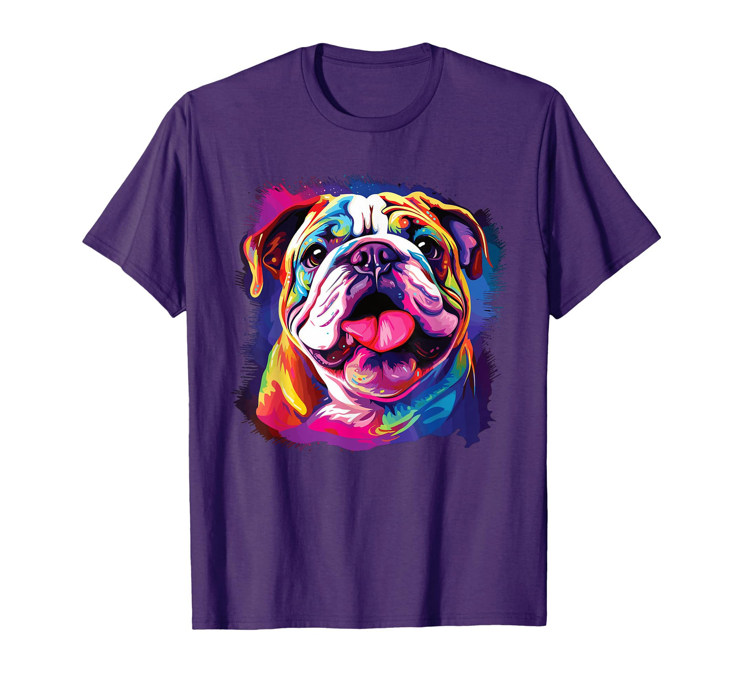 Watercolor Colorful English Bulldog Dogs T-Shirt for Men Women Girls Kids