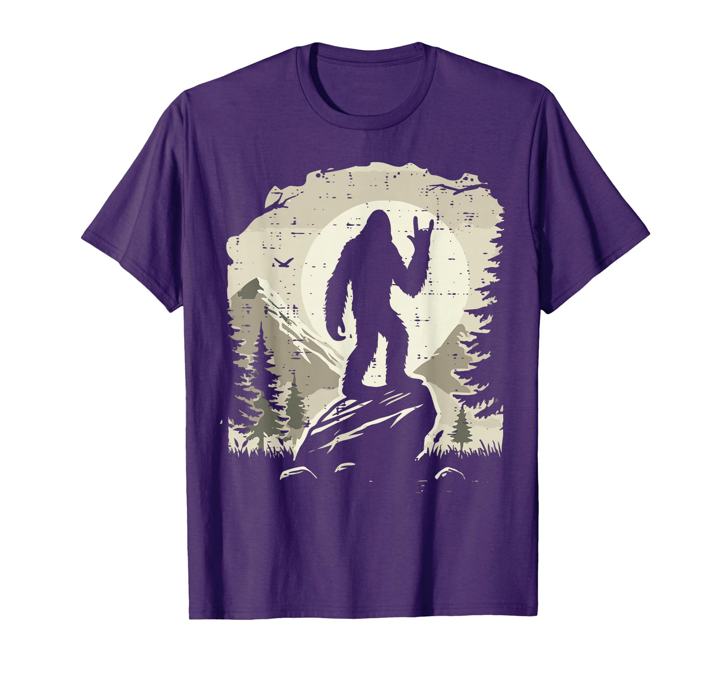 Sasquatch Rock Hand Moon Bigfoot Rocker Punk Men Boys Kids T-Shirt