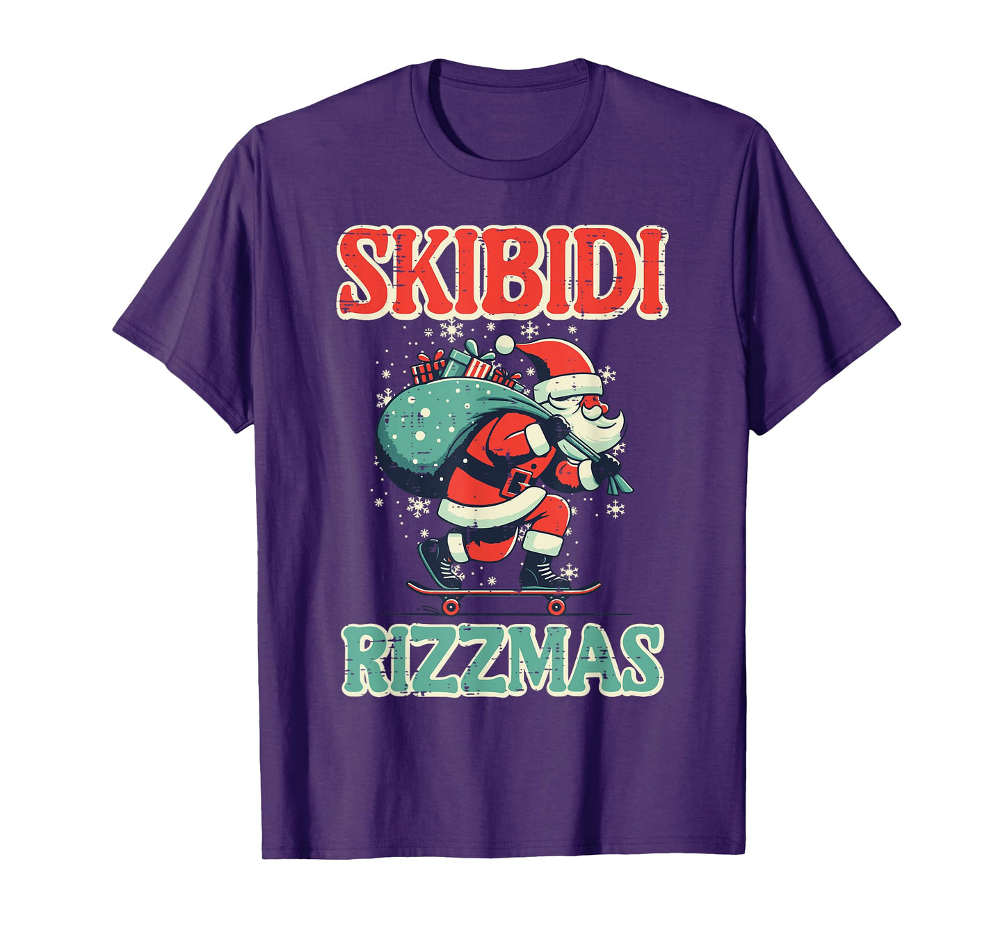 Skibidi Rizzmas Santa Funny Christmas Boys Teens Kids Men T-Shirt