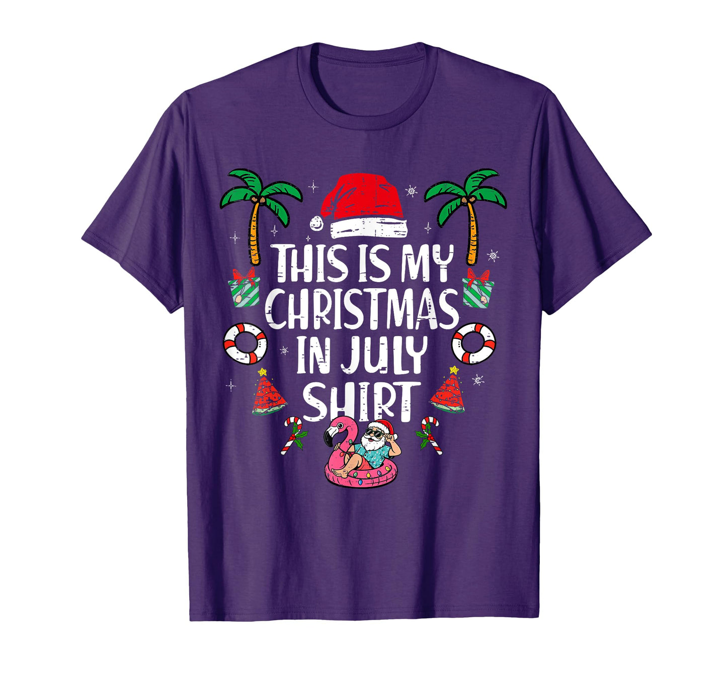 This Is My Christmas In July Shirt Men Women Kids Santa Xmas T-Shirt