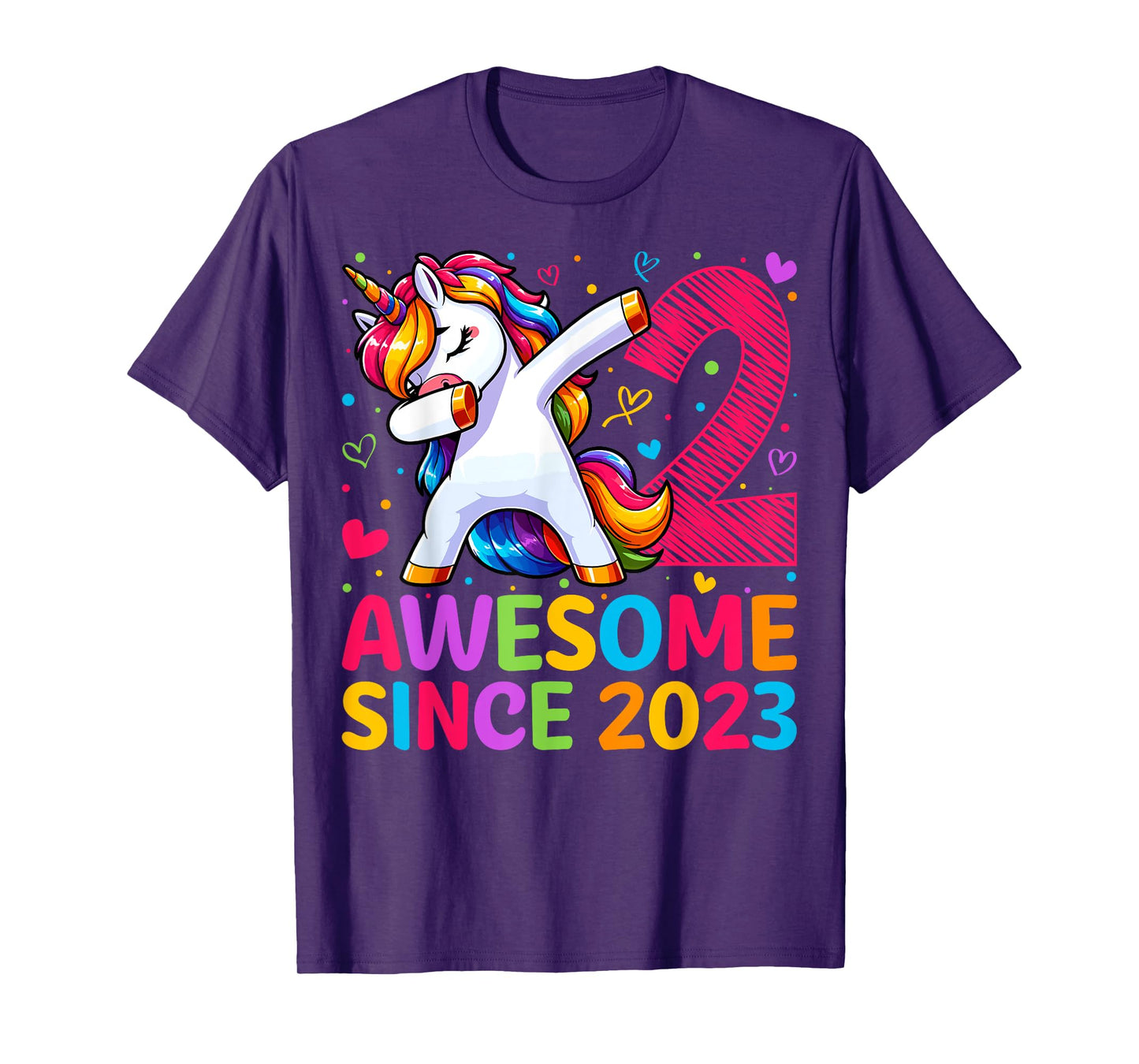 2 Year Old Unicorn Dabbing 2nd Birthday Girl Party T-Shirt