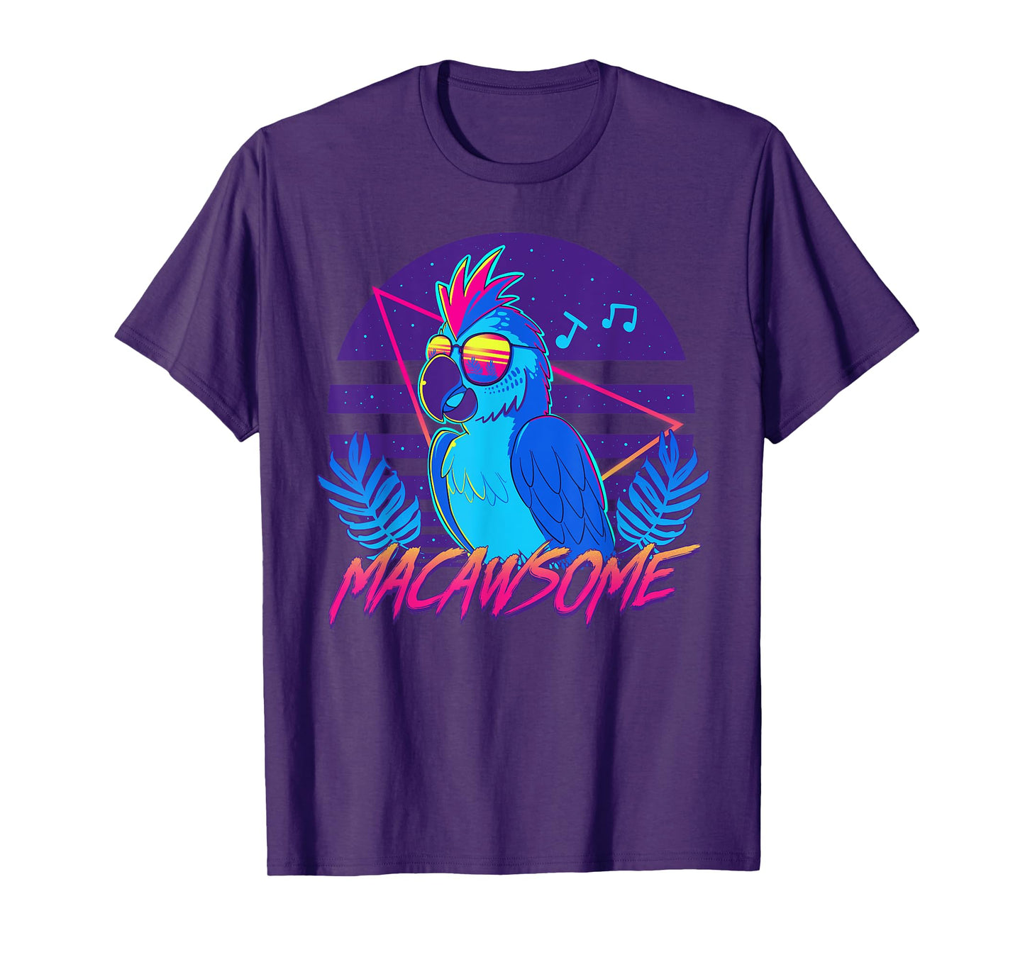 Macawsome - Macaw Parrot Retrowave 80s - T-Shirt T-Shirt