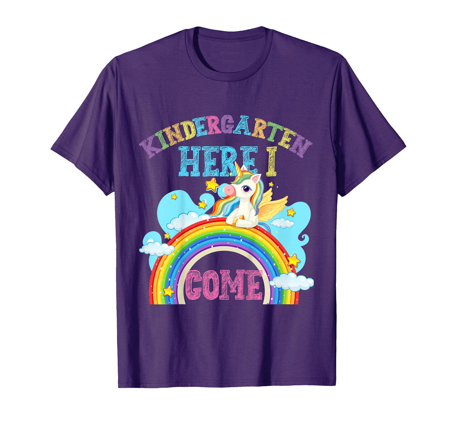 Kids Rainbow Unicorn Lover Kindergarten Here I Come School T-Shirt
