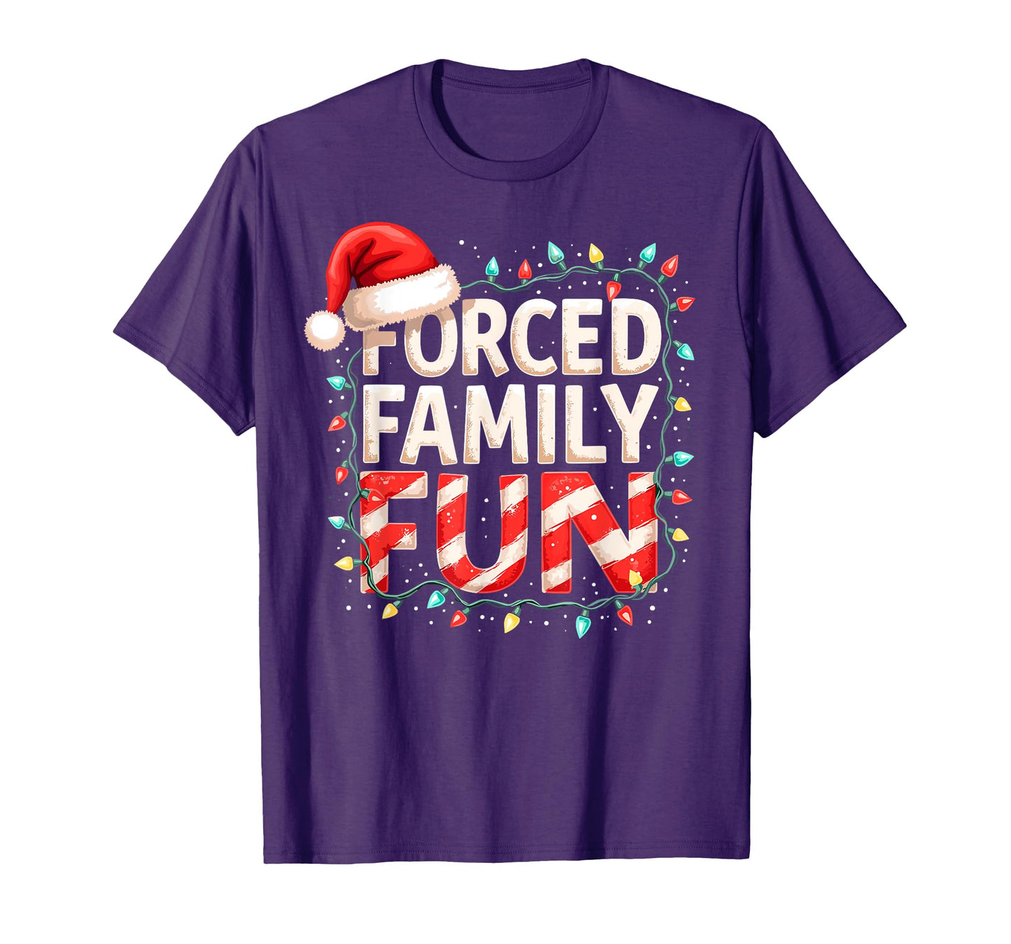 Forced Family Fun Christmas Candy Cane Tree Lights Party T-Shirt
