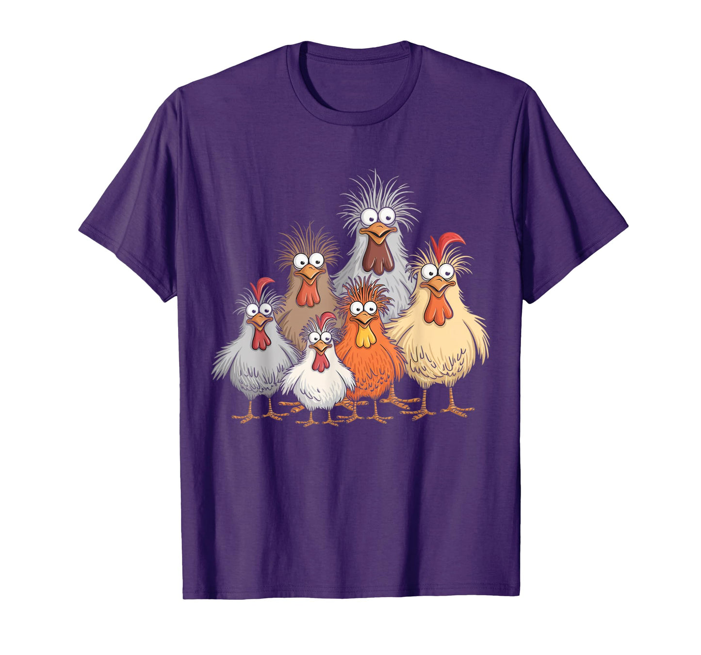 Eagerlys Colorful Funny Chicken Art, Crazy Chicken Family T-Shirt