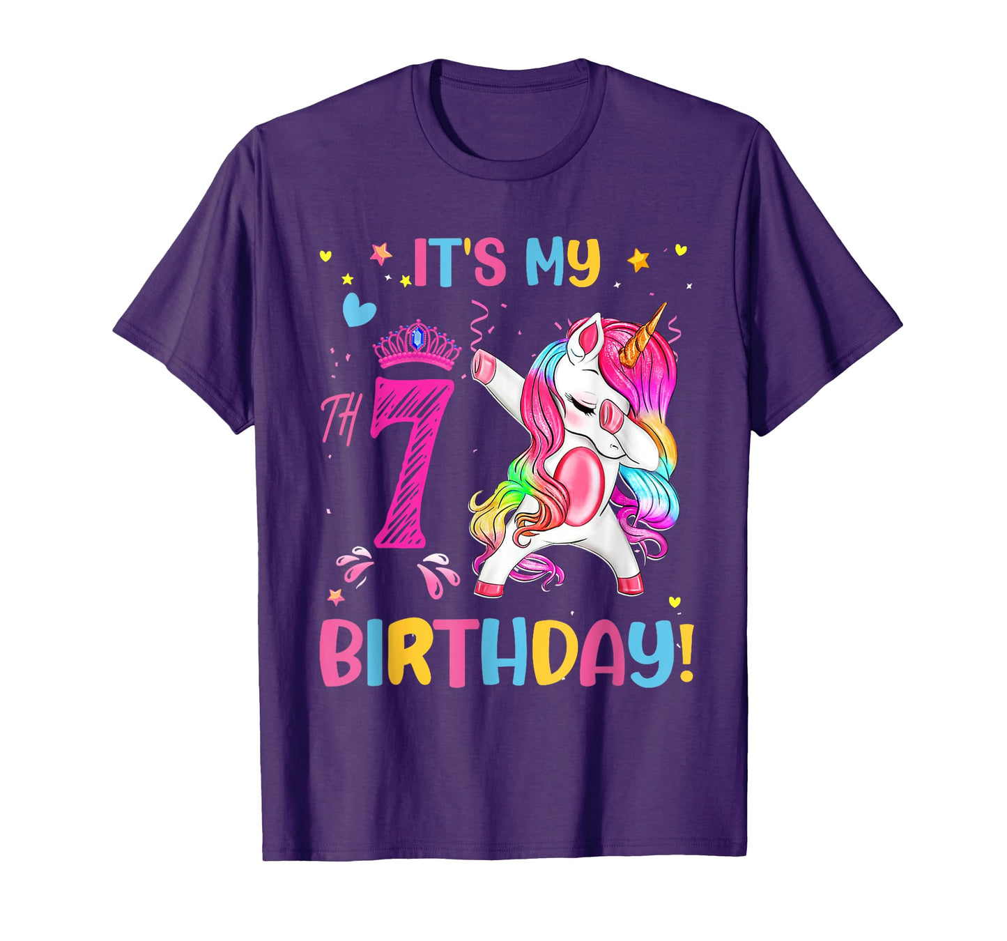 It's My 7th Birthday Unicorn Girls Funny 7 Year Old Birthday T-Shirt