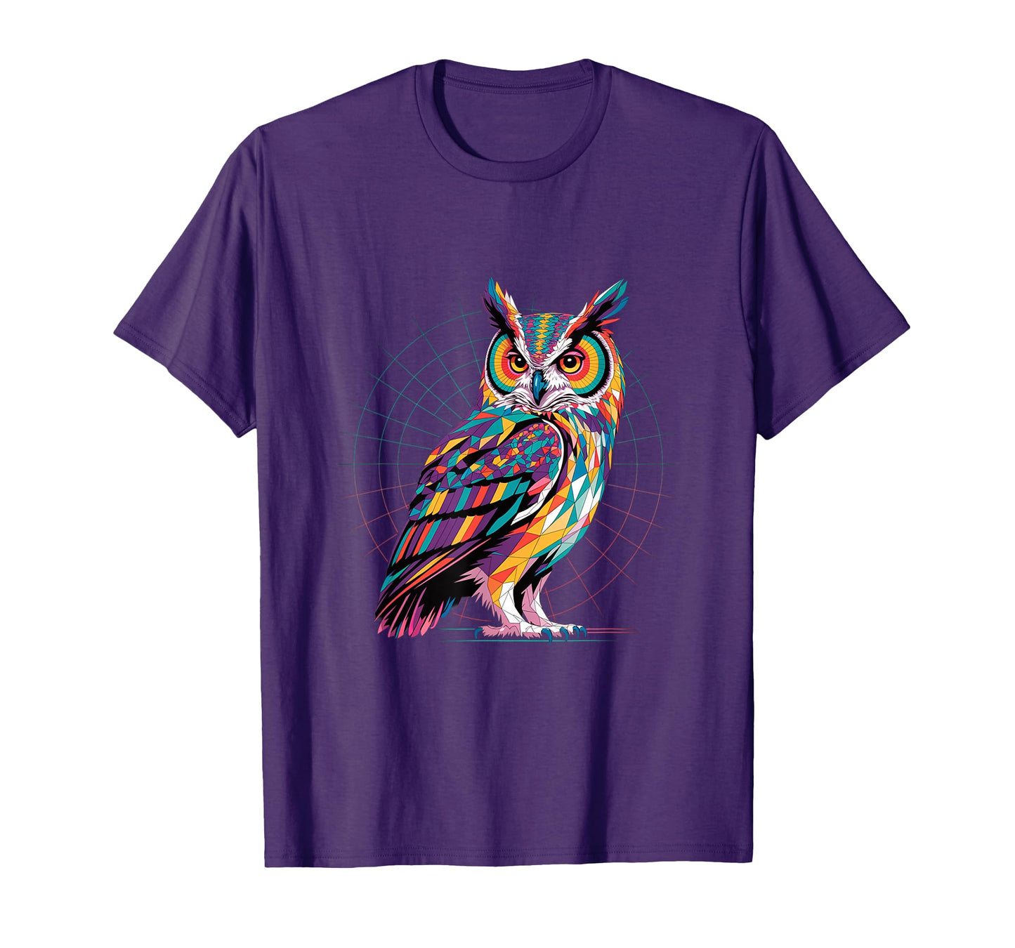 Geometric Owl Art Polygon Bird Illustration with Mystical T-Shirt