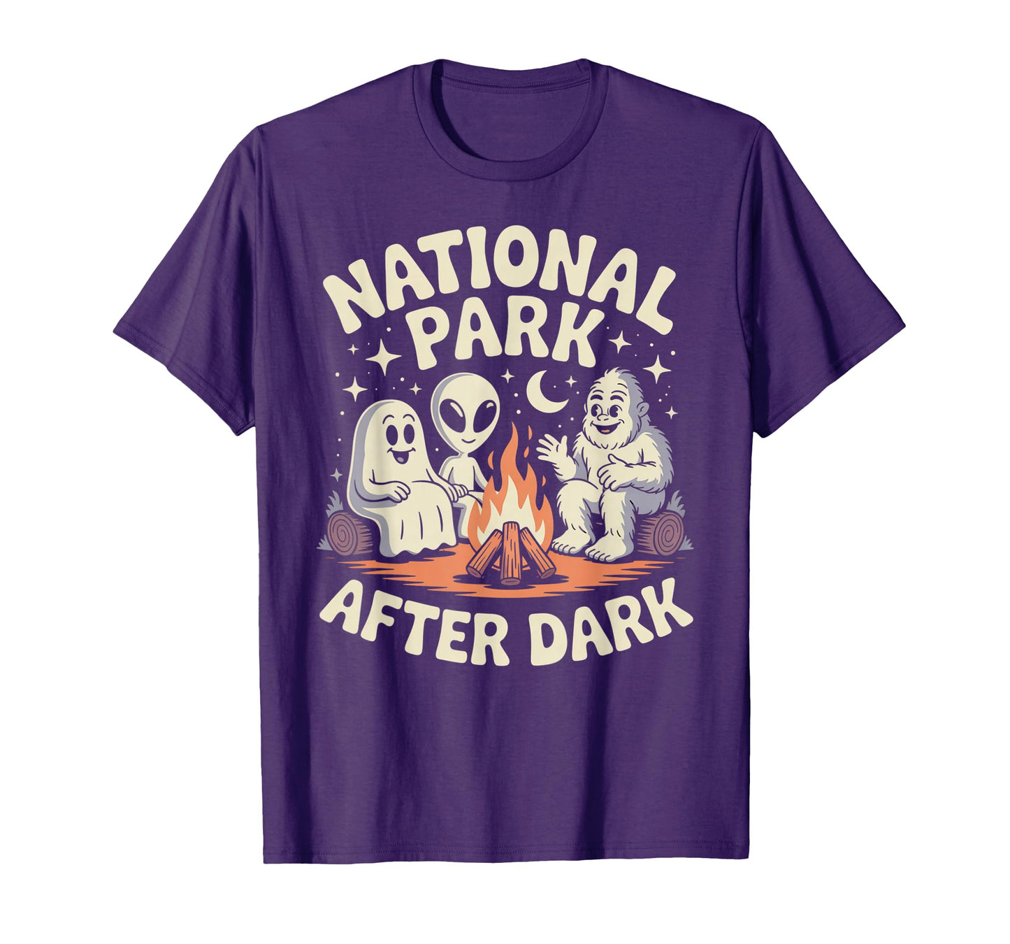 National Park After Dark Camping Alien Bigfoot Ghost T-Shirt