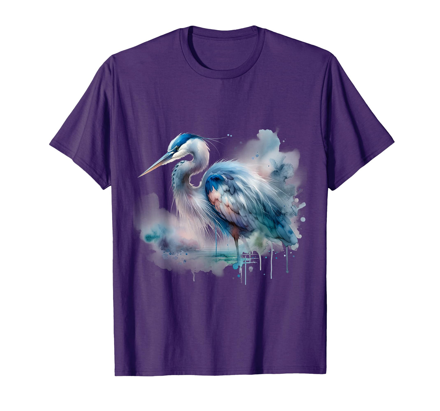 Watercolor Great Blue Heron - Bird Art T-Shirt