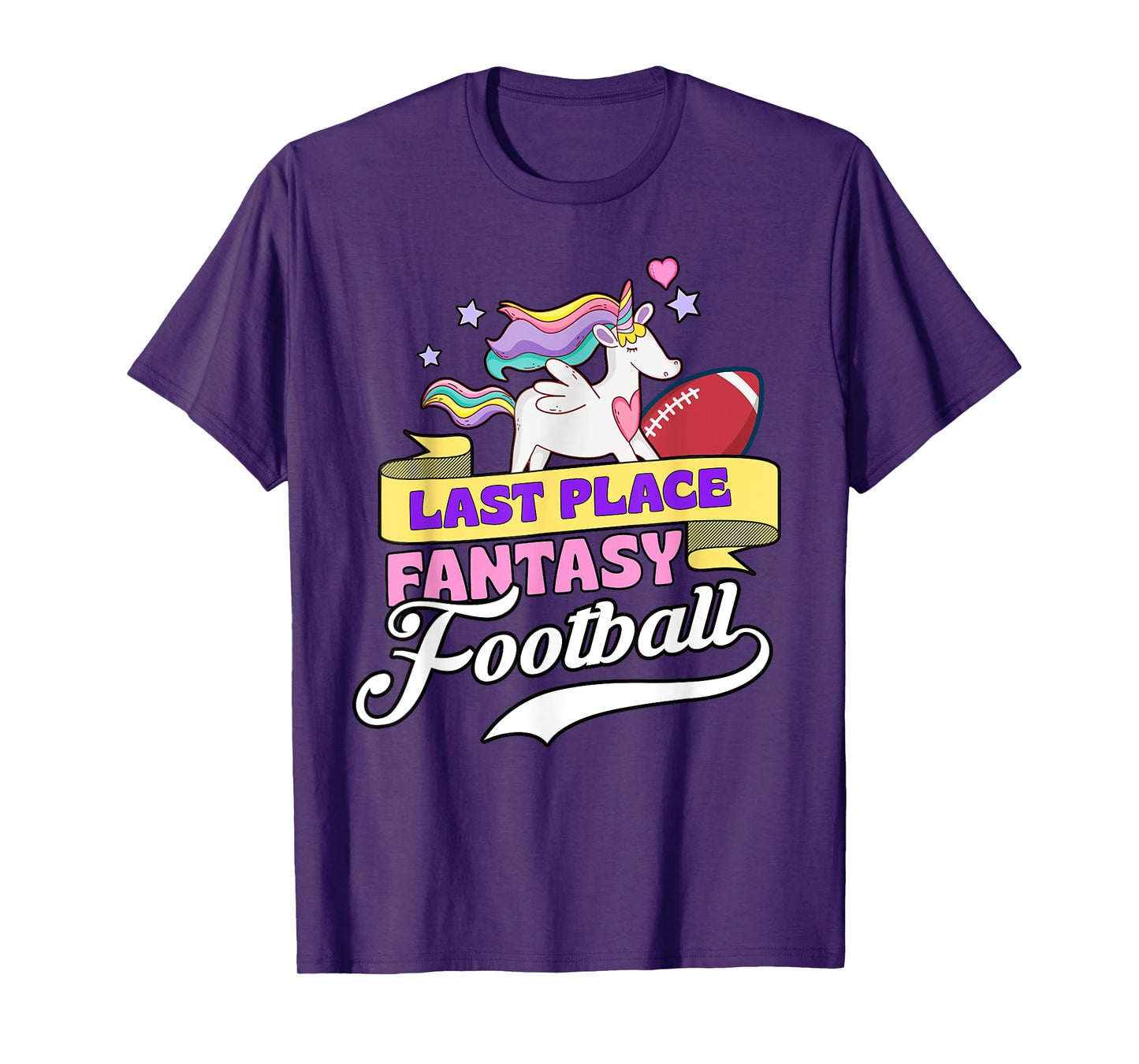 Last Place Fantasy Football Loser Funny Pink Rainbow Unicorn T-Shirt