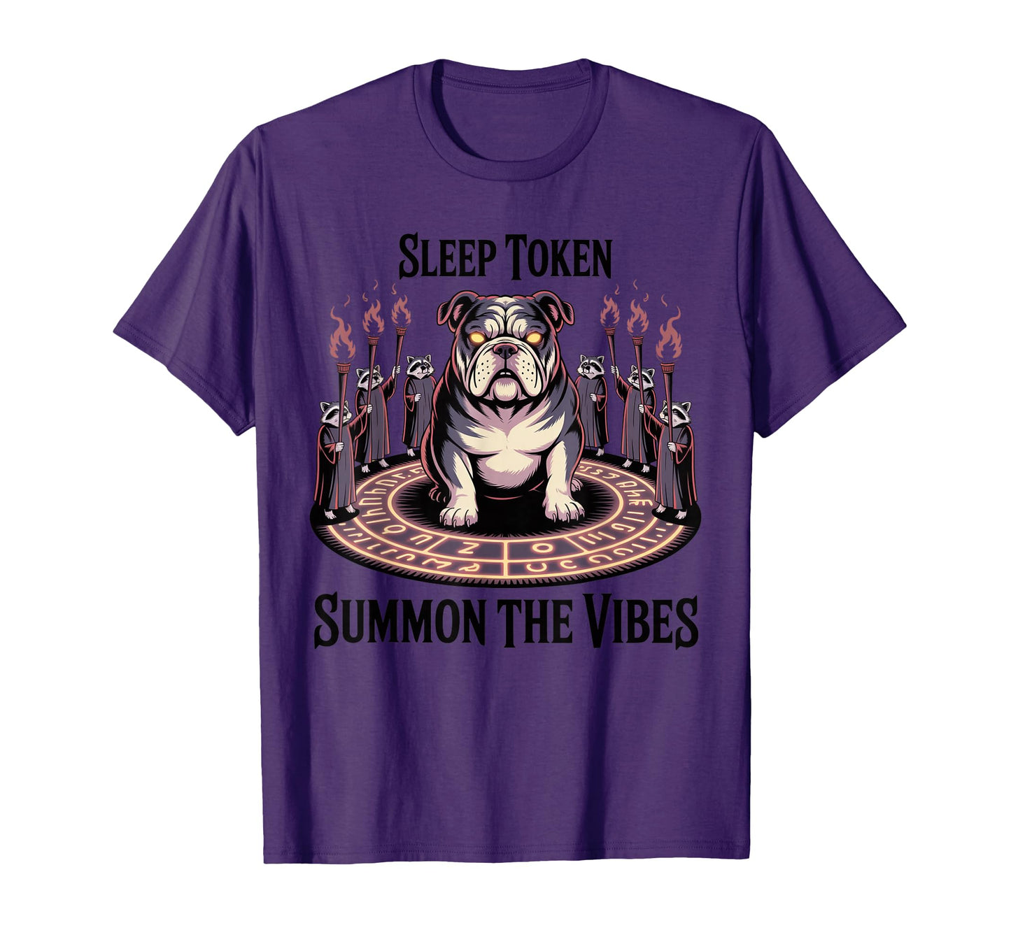 Bulldog Summoning Ritual Sleep Token Aesthetic with Raccoon T-Shirt
