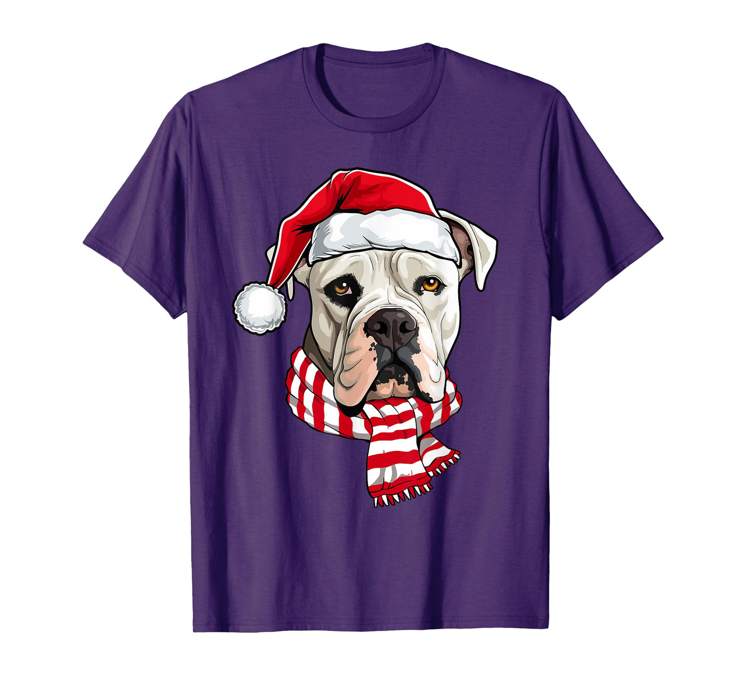 Santa American Bulldog Christmas Dog Lover Men Women Kids T-Shirt