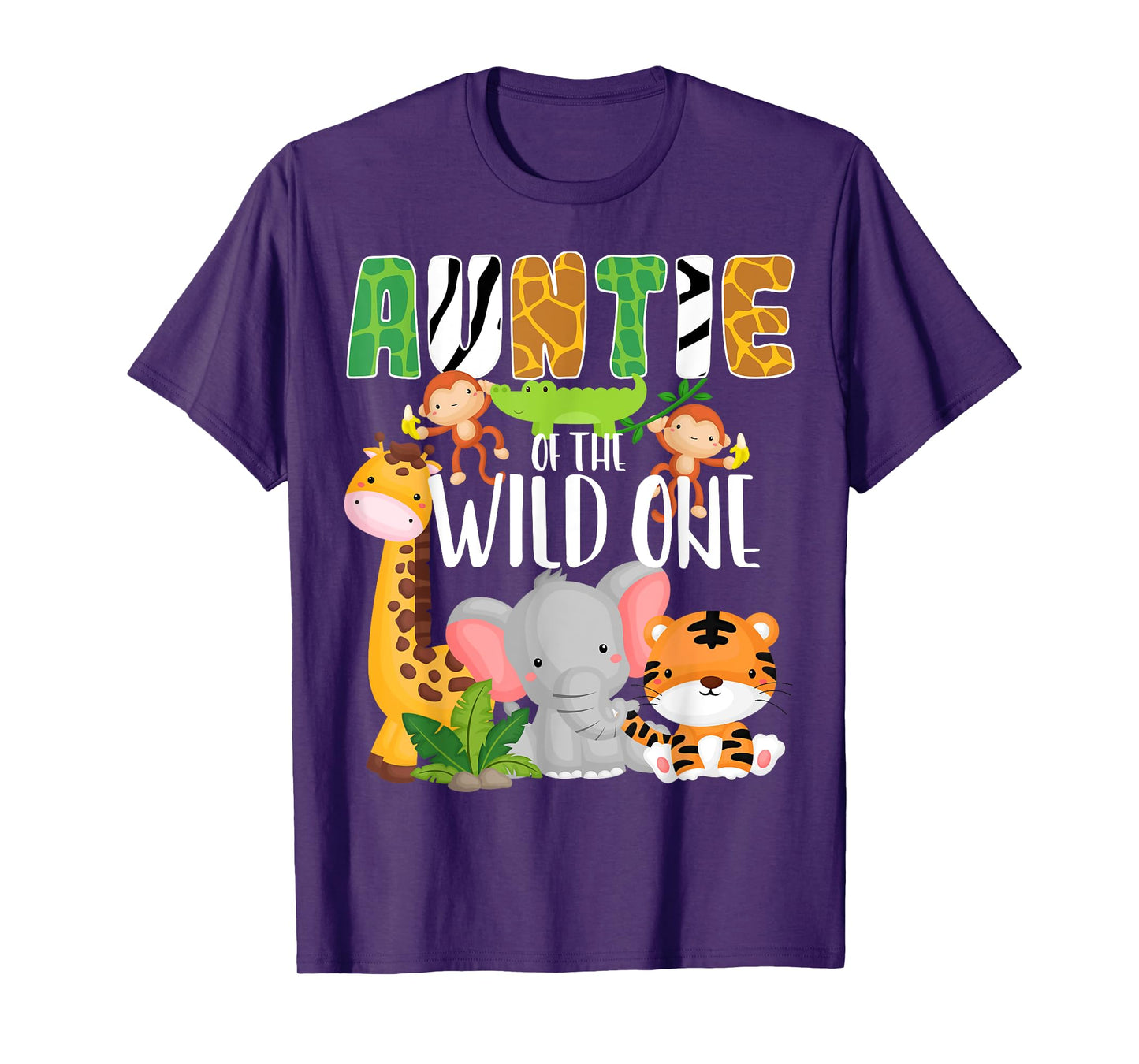 Auntie of the Wild One Zoo Theme Birthday Safari Animals T-Shirt