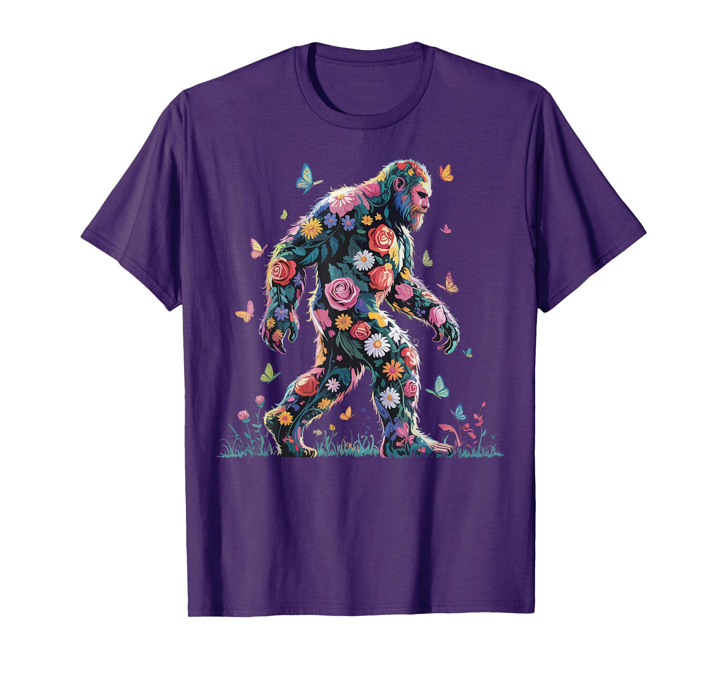 Bigfoot Floral Sasquatch Flowers T-Shirt