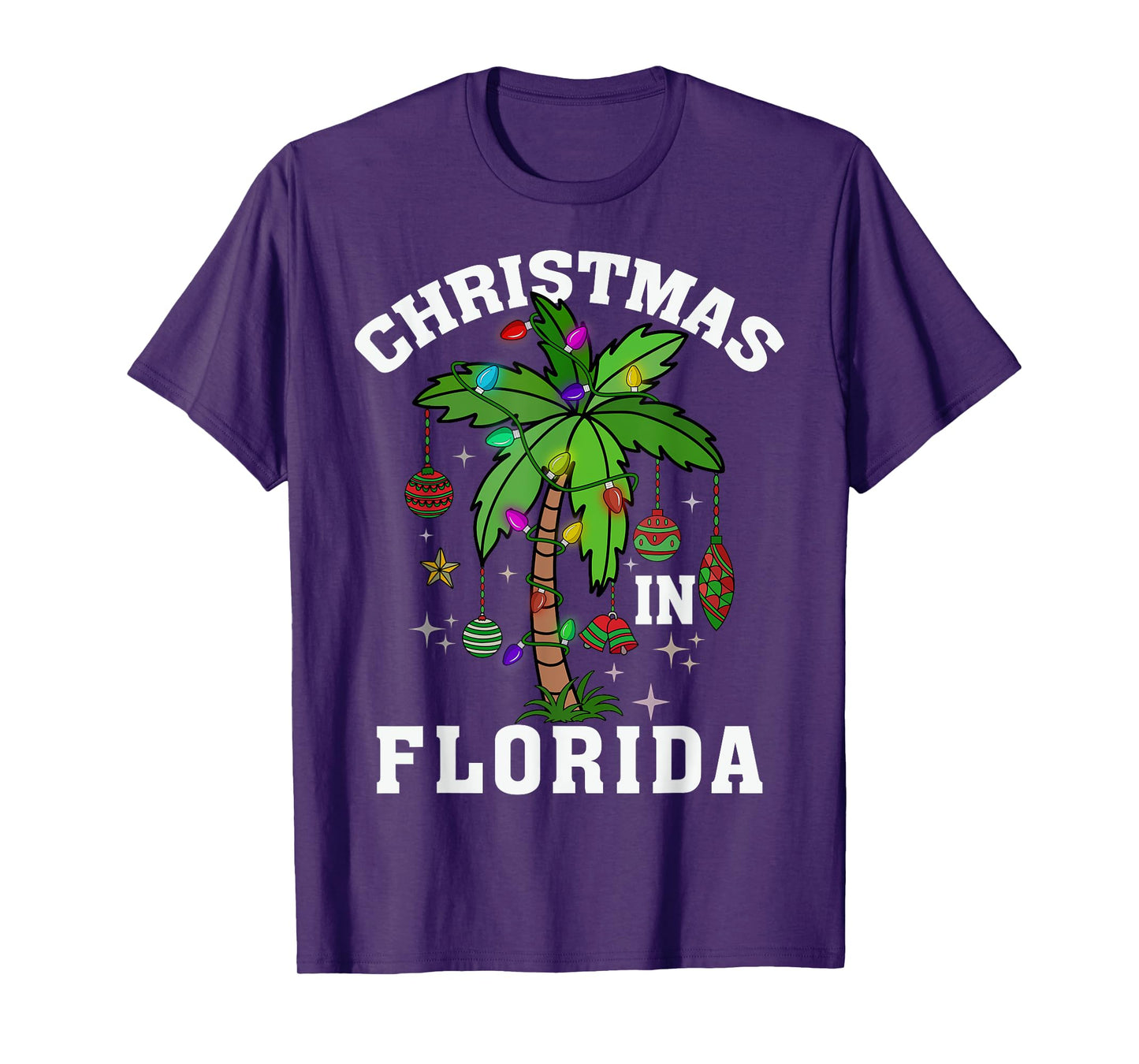 Christmas In Florida Deck The Palm Tree Xmas Winter Vacation T-Shirt