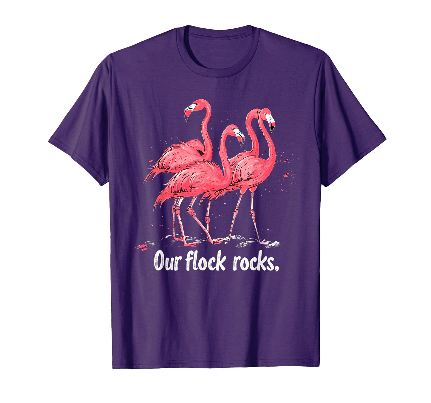 Our Flock Rocks Flamingo Funny Flamingos T-Shirt