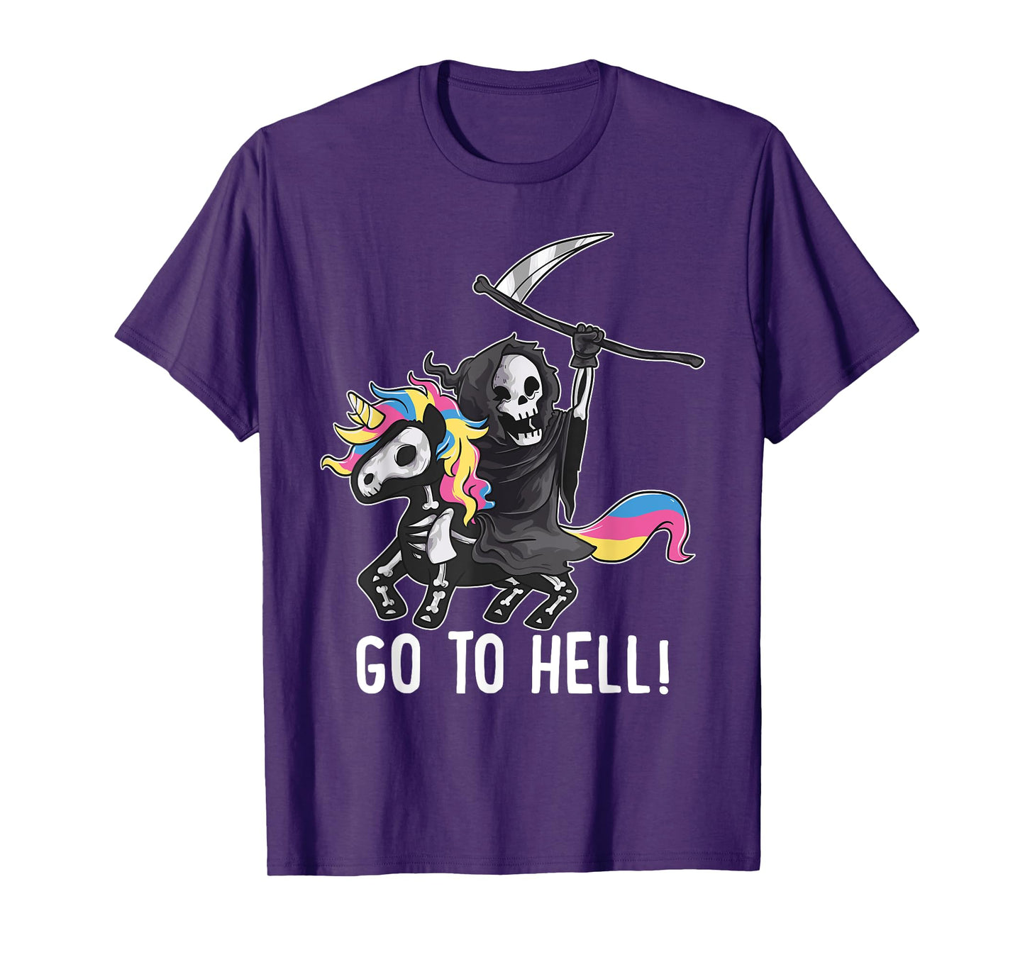 Gehe zum Hölle Unicorn Sugar Skull Grim Reaper Halloween T-Shirt