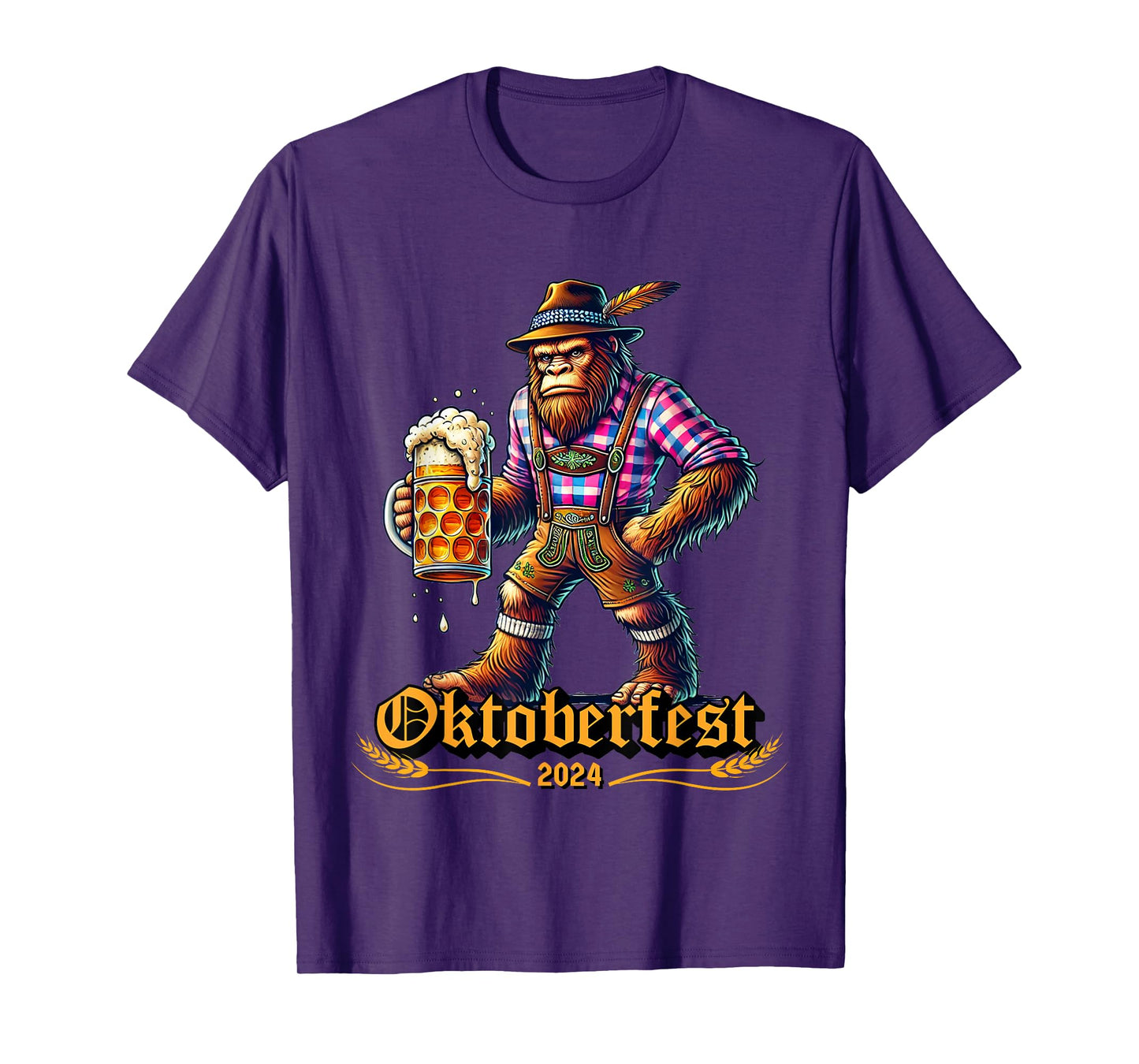German Bigfoot Sasquatch Lederhose Funny Oktoberfest 2024 T-Shirt