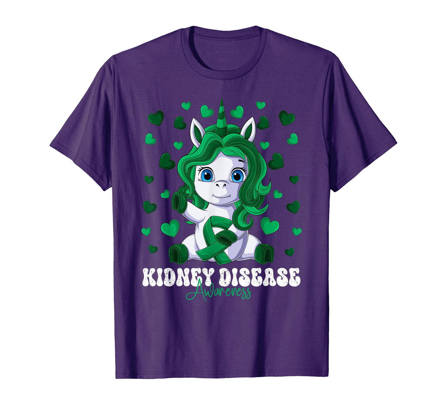 Kidney Disease Awareness Month Green Ribbon Unicorn T-Shirt