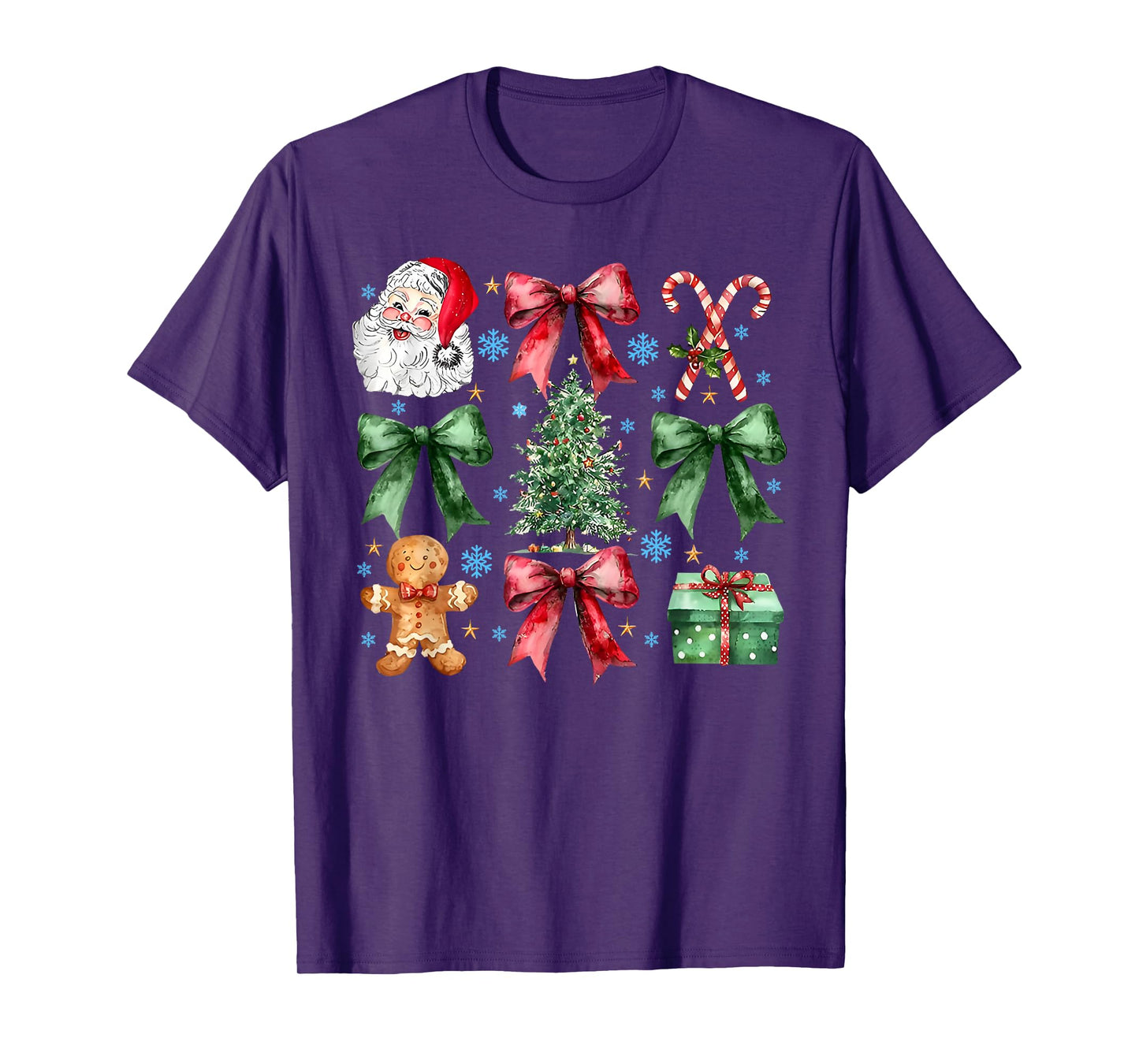 Gingerbread Santa Coquette Bow Christmas Xmas Tree Holiday T-Shirt