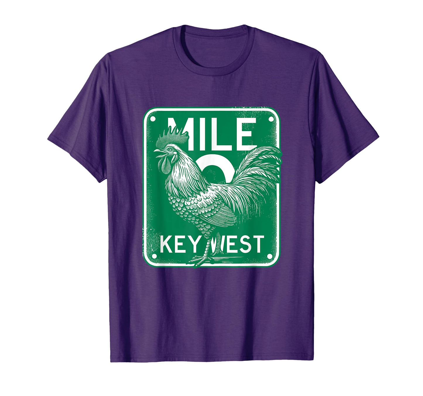 Key West Florida Chicken Retro Mile 0 Rooster Mile Marker T-Shirt