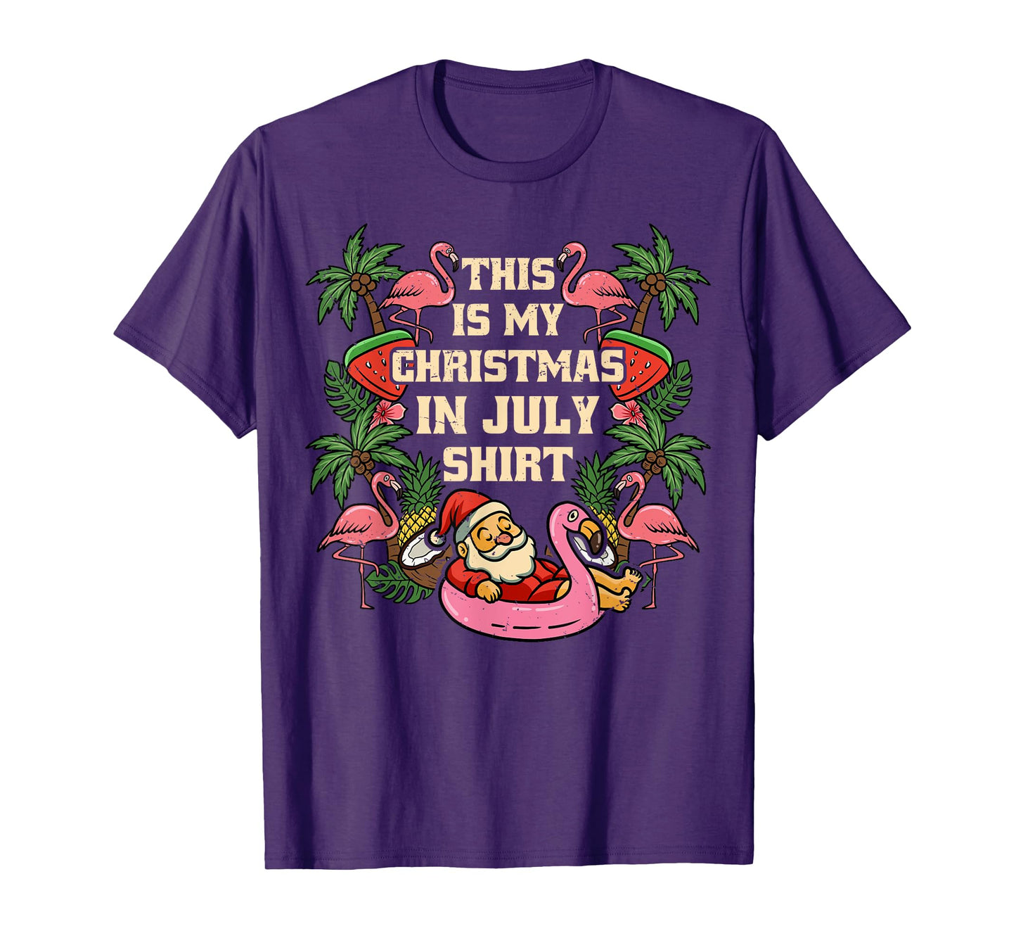 This Is My Christmas In July Santa Summer Hawaiian Christmas T-Shirt