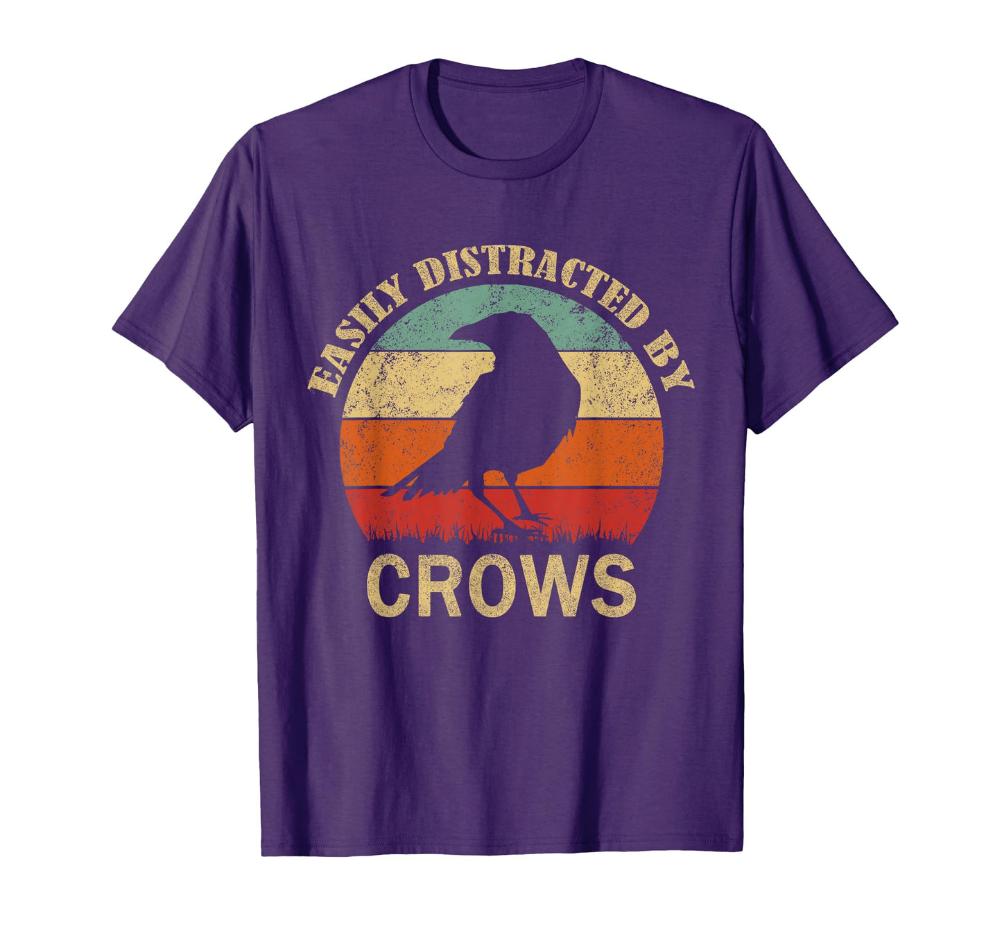Easily Distracted By Crows | Retro Funny BIrd Lover Crow T-Shirt